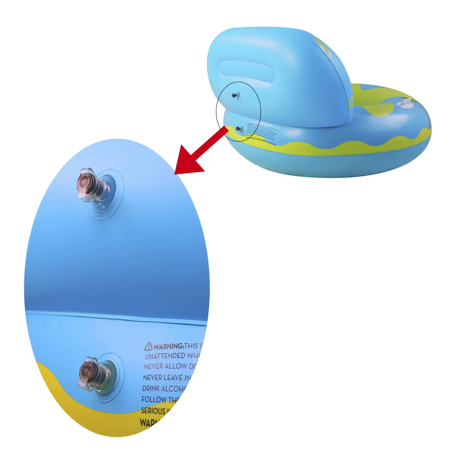 Sillón hinchable con asas, porta bebidas y reposacabezas. 105cm