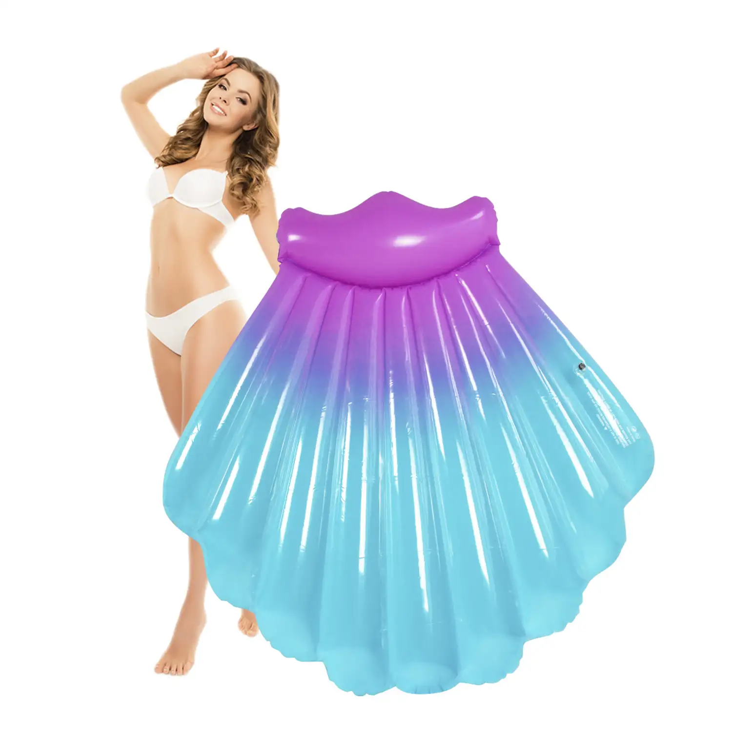 Colchoneta hinchable con forma de concha Vieira. 150x150cm