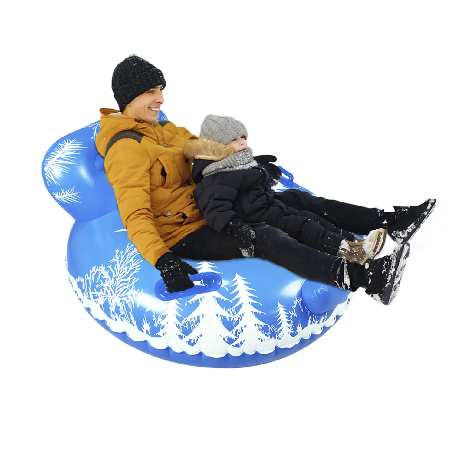 Colchoneta híbrida redonda con respaldo y asas, para nieve y agua. 115cm.