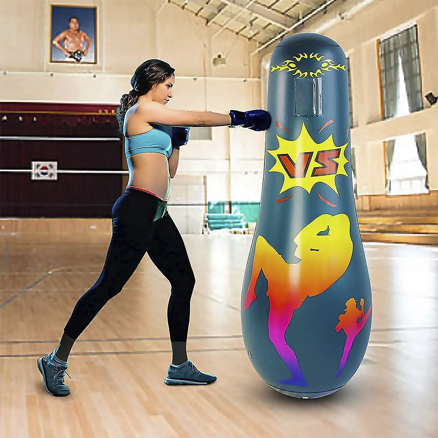 Punching ball tentetieso hinchable, practica karate, boxeo. 165cm.