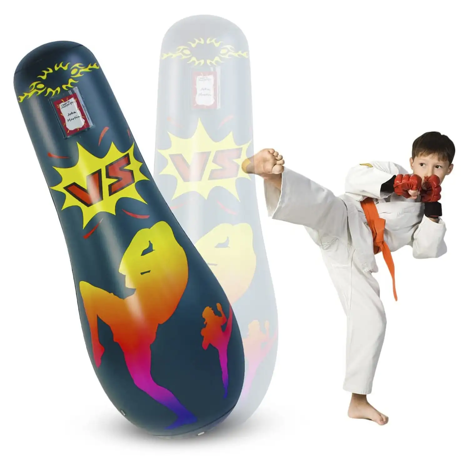 Punching ball tentetieso hinchable, practica karate, boxeo. 165cm.