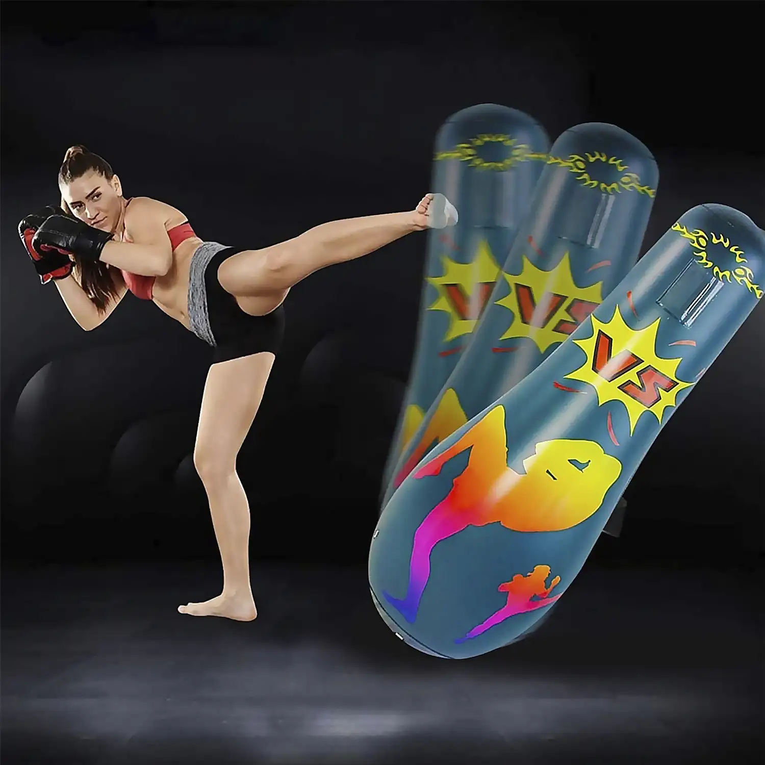 Punching ball tentetieso hinchable, practica karate, boxeo. 165cm.
