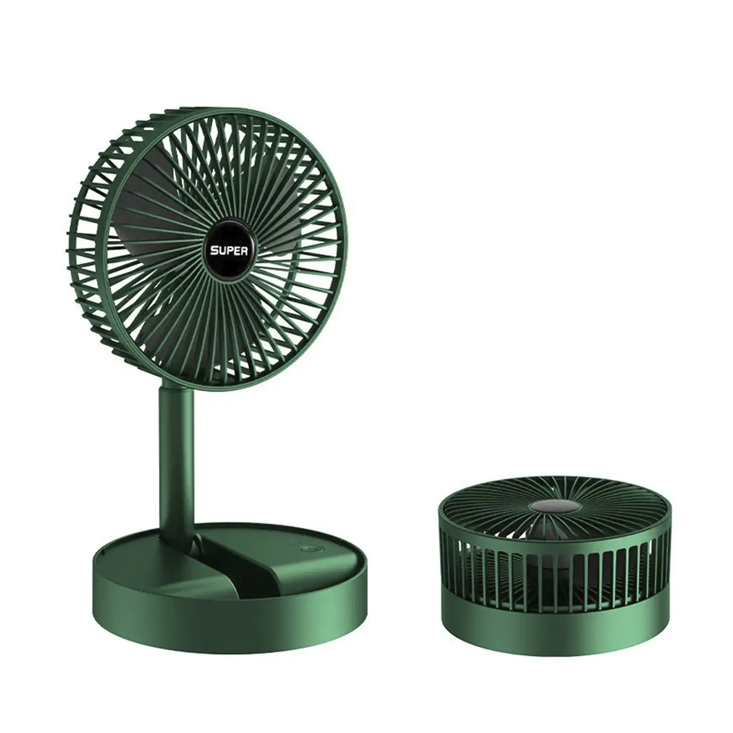 Mini ventilador portátil plegable con batería recargable y 3 velocidades.
