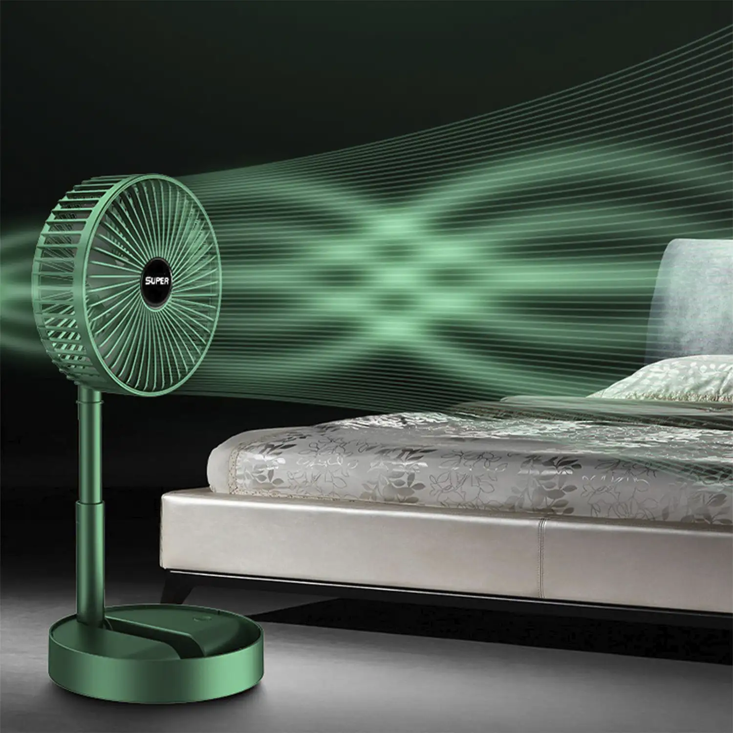 Mini ventilador portátil plegable con batería recargable y 3 velocidades.