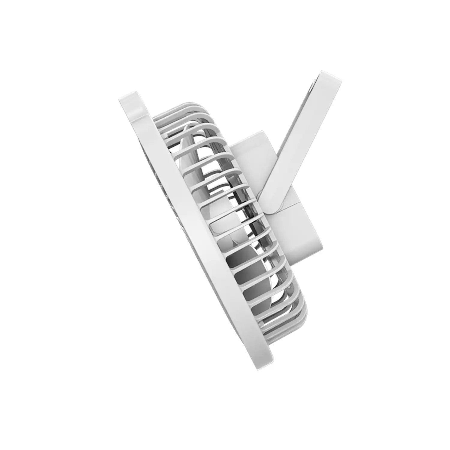 Ventilador portátil de 5W, con batería recargable, luz ambiental, y 3 velocidades.