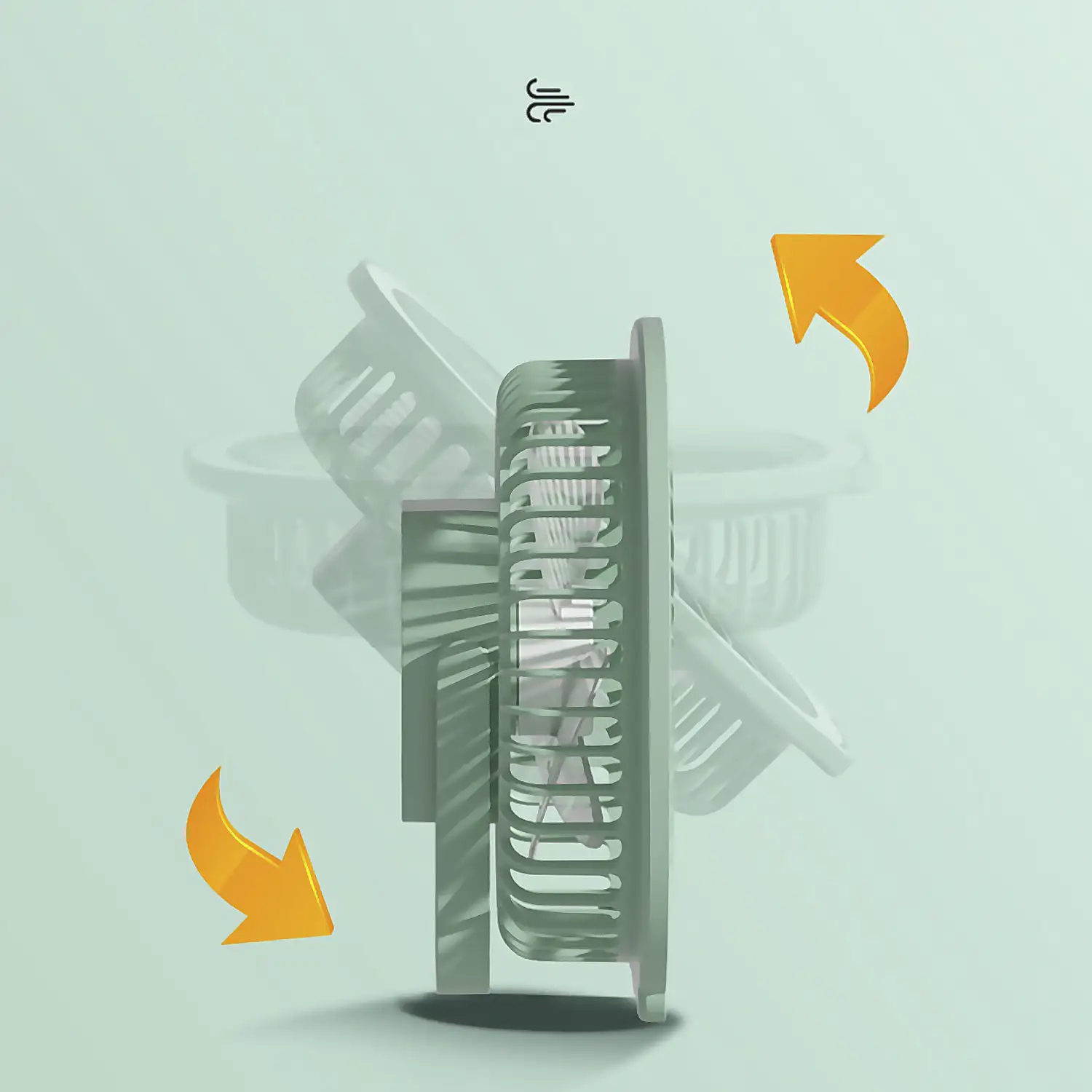 Ventilador portátil de 5W, con batería recargable, luz ambiental, y 3 velocidades.