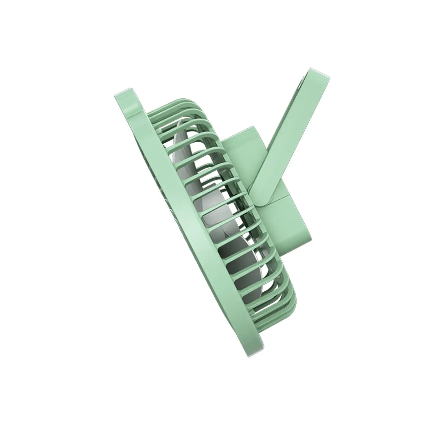 Ventilador portátil de 5W, con batería recargable, luz ambiental, y 3 velocidades.