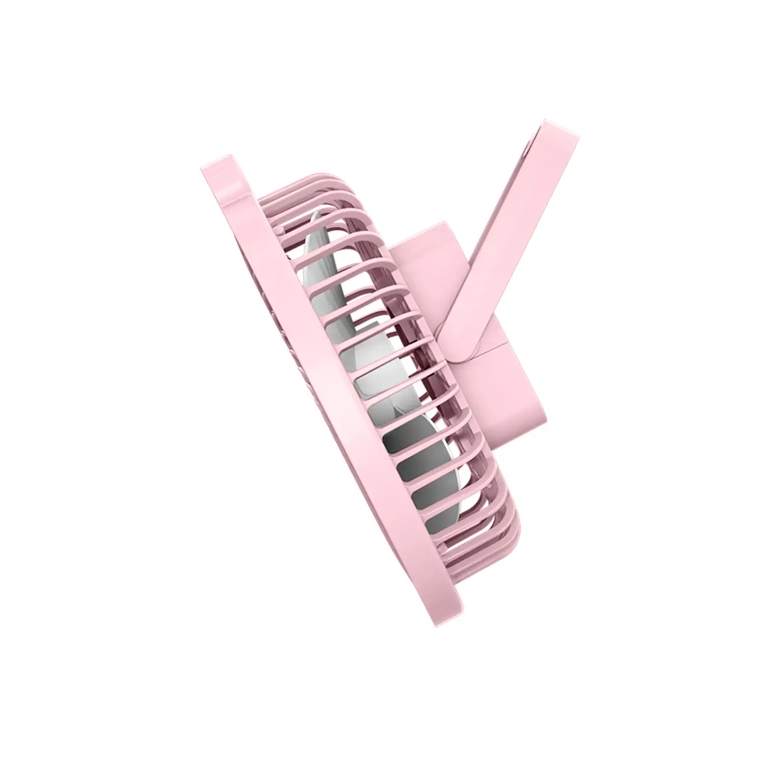 Ventilador portátil de 5W, con batería recargable, luz ambiental, y 3 velocidades.