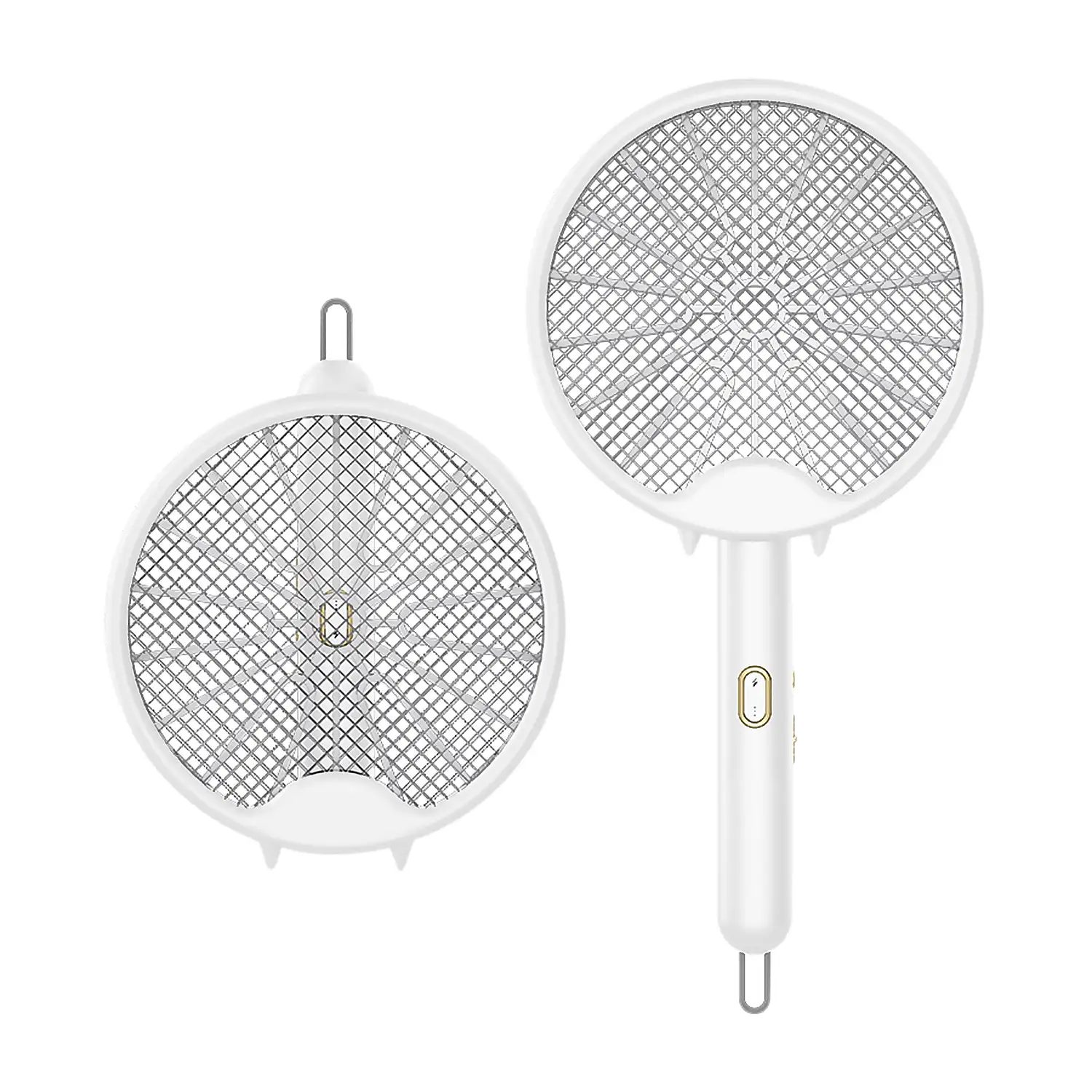 Raqueta eléctrica W1 de doble uso, mata mosquitos, moscas y polillas. Batería de litio. Luz ultravioleta 360°.