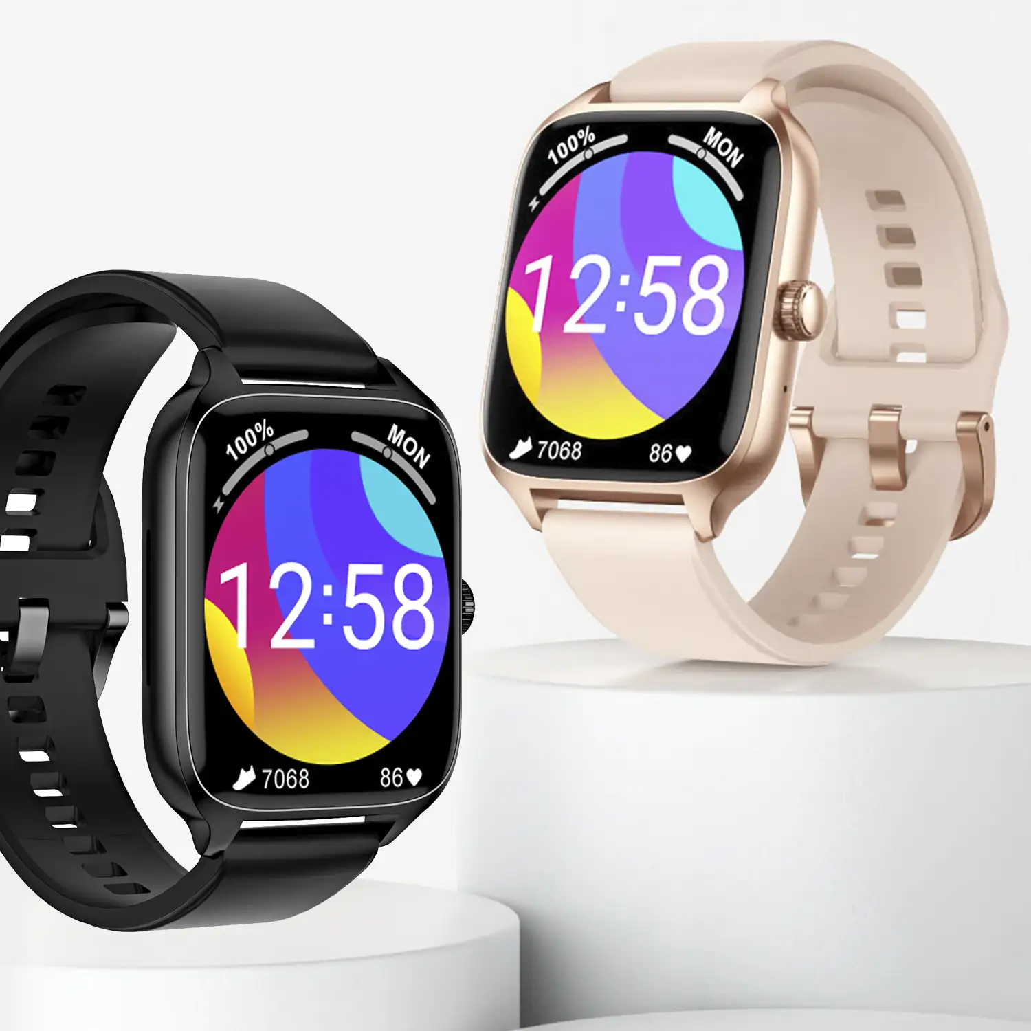 Smartwatch DT116 con monitor cardiaco, pantalla de acceso rápido, notificaciones, acceso asistente de voz.