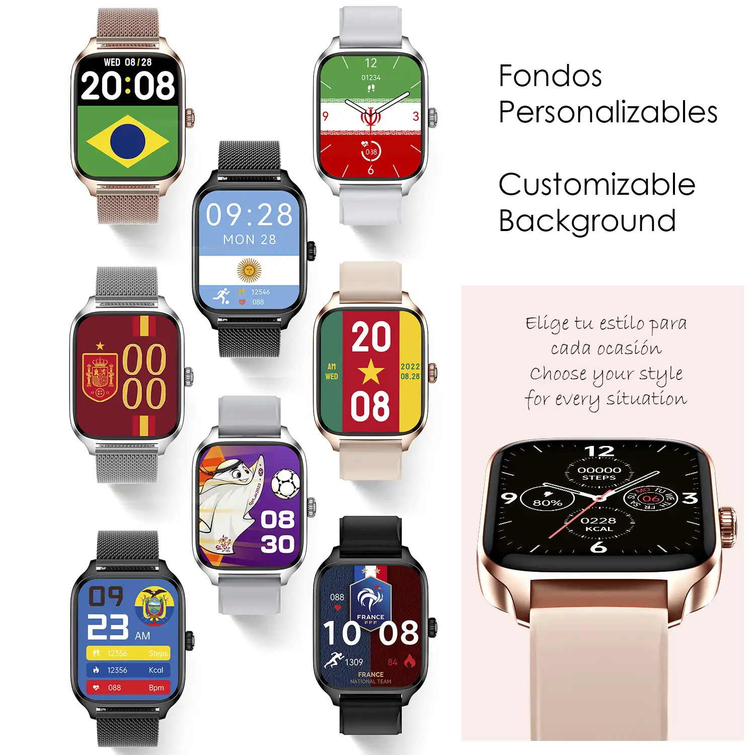 Smartwatch DT116 con monitor cardiaco, pantalla de acceso rápido, notificaciones, acceso asistente de voz.