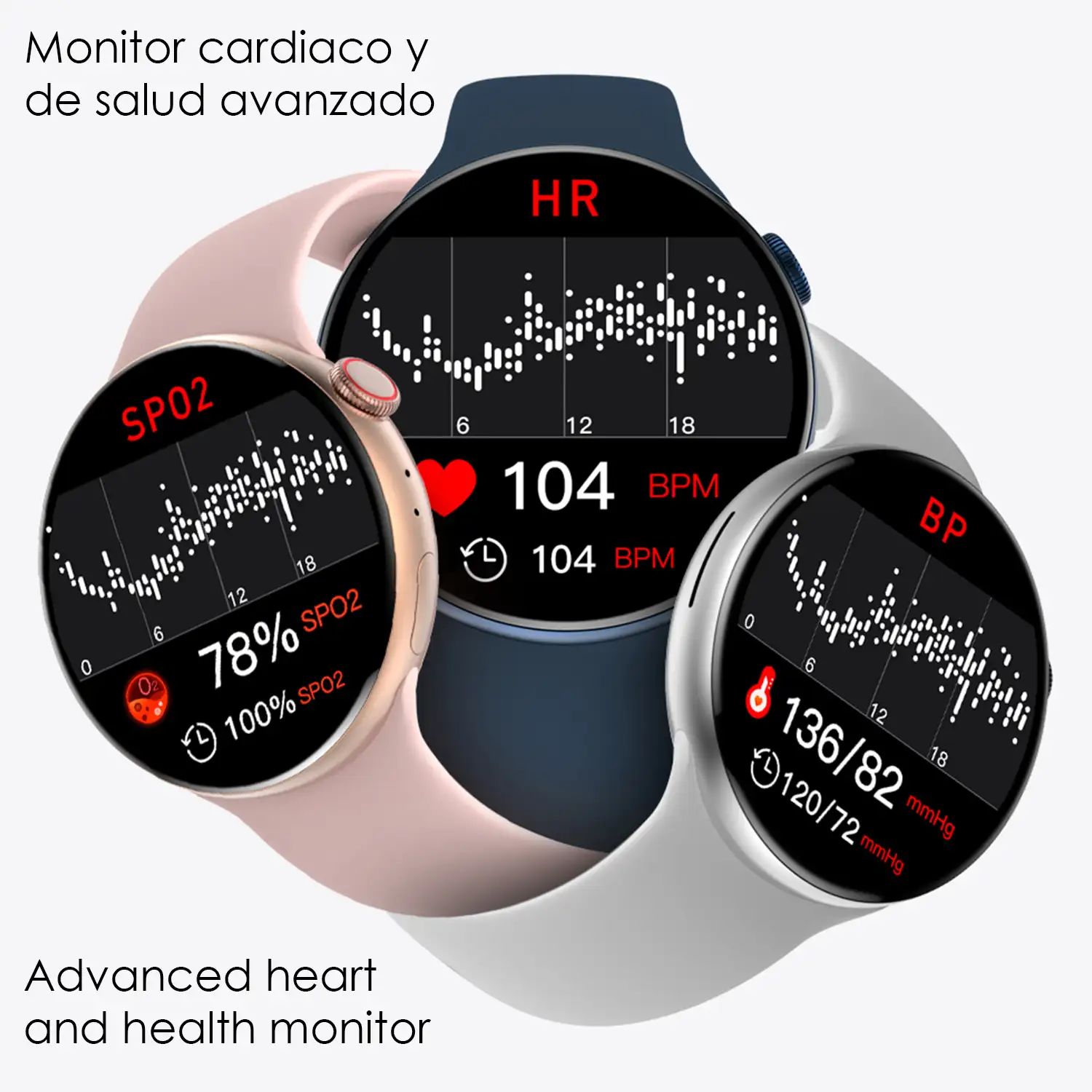 Smartwatch Watch8Pro con modo multideportivo,  termómetro, O2 en sangre, tensión, ECG.