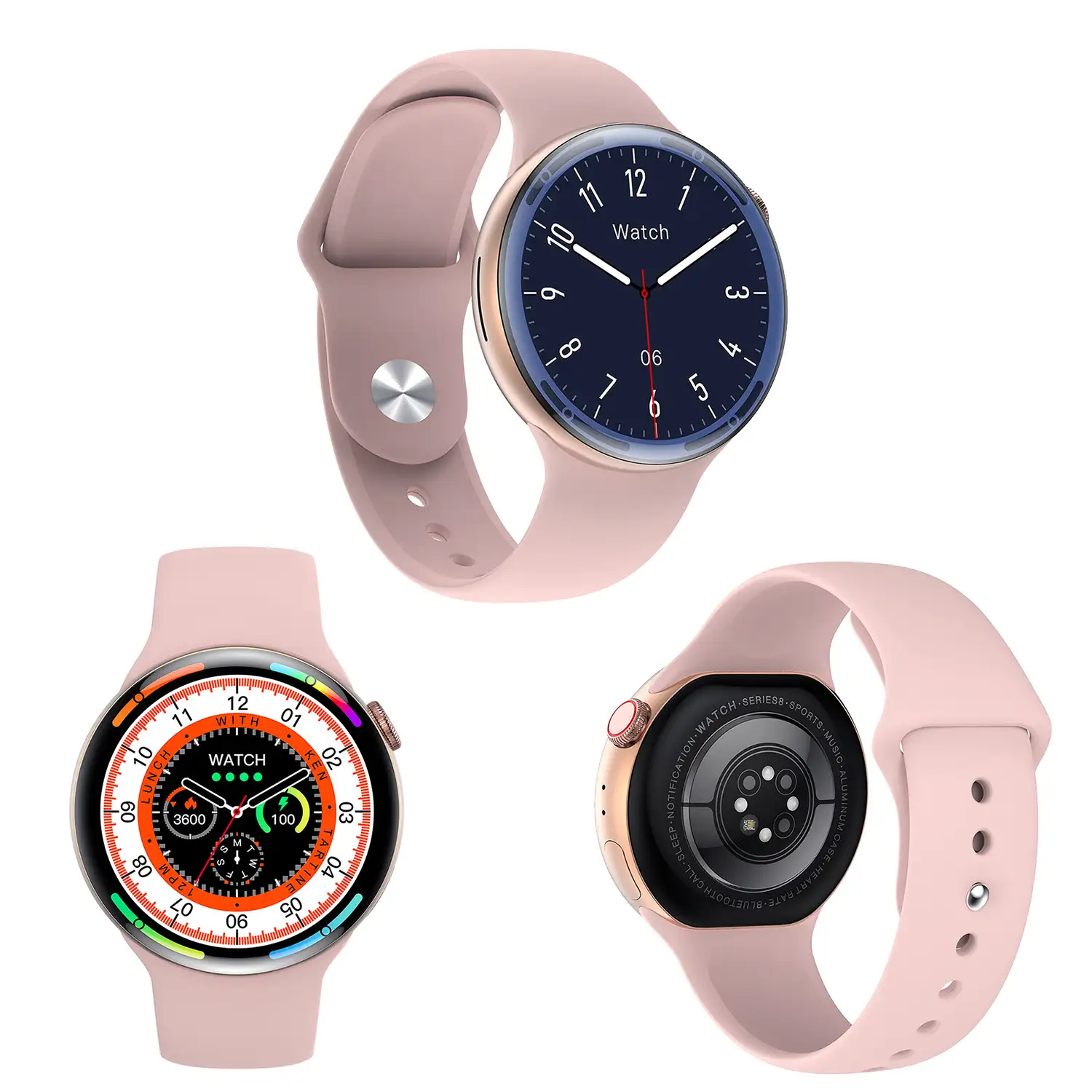 Smartwatch Watch8Pro con modo multideportivo,  termómetro, O2 en sangre, tensión, ECG.