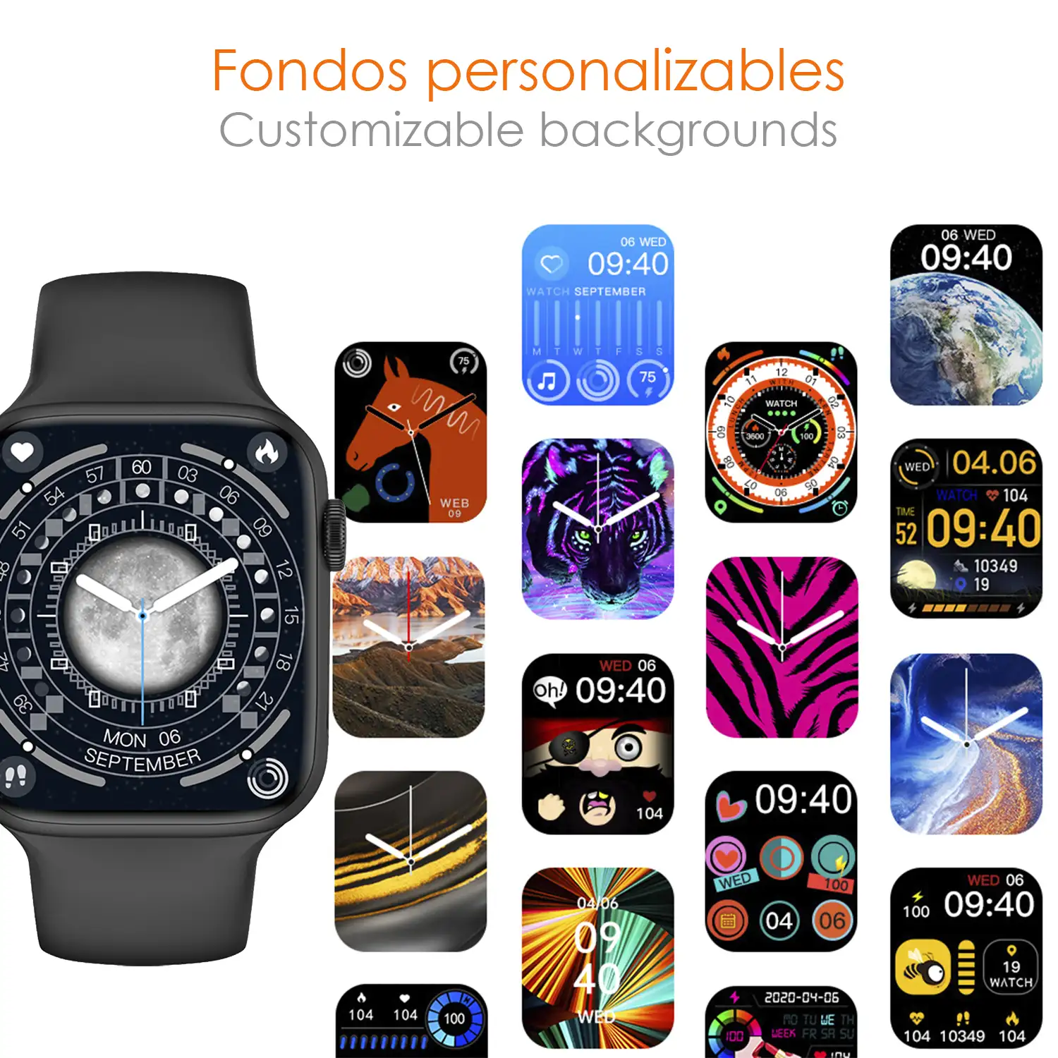 Smartwatch W28Max con pantalla de 1,9, monitor cardiaco y ECG, modo multideportivo, acceso a Siri.