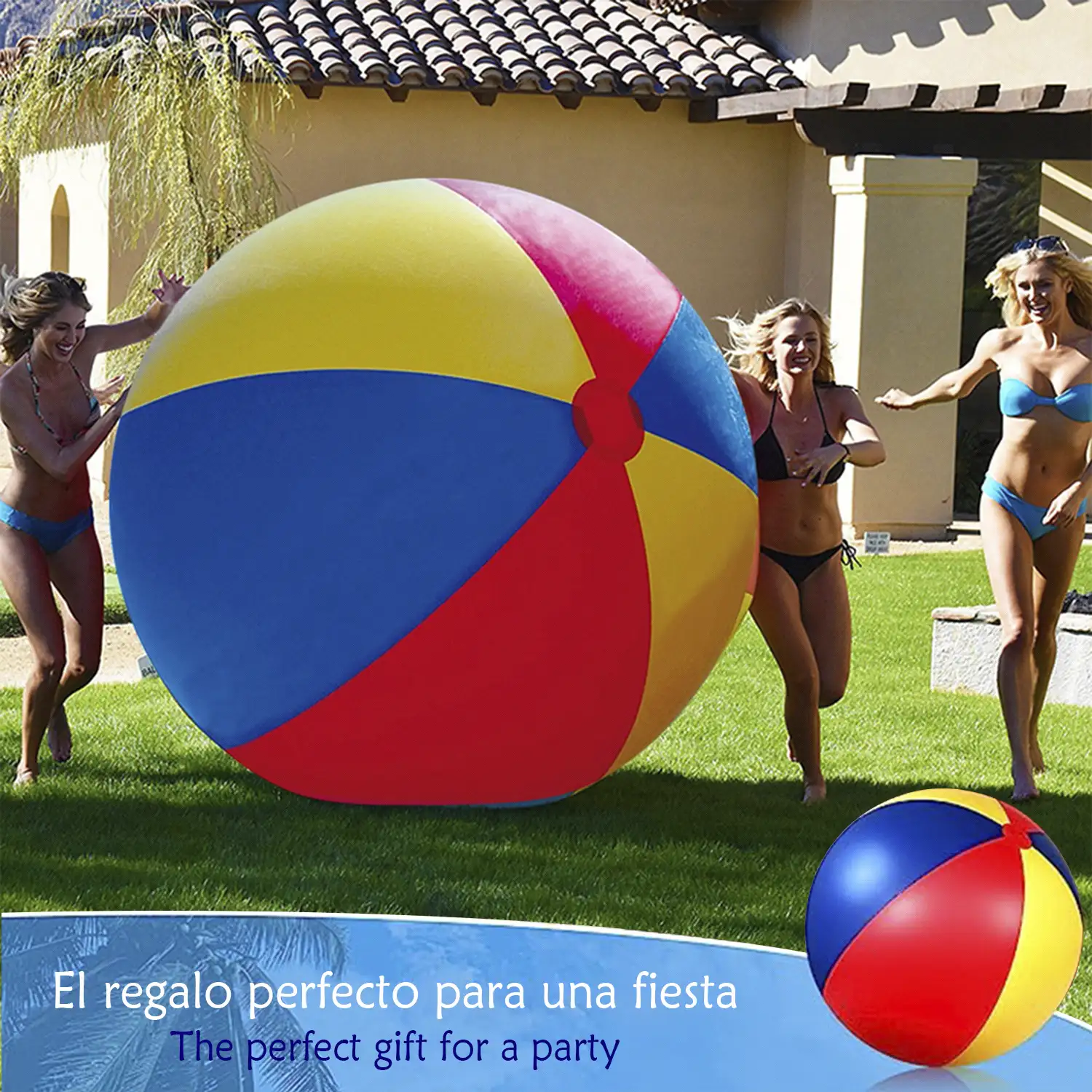 Pelota gigante hinchable tricolor 180cm.