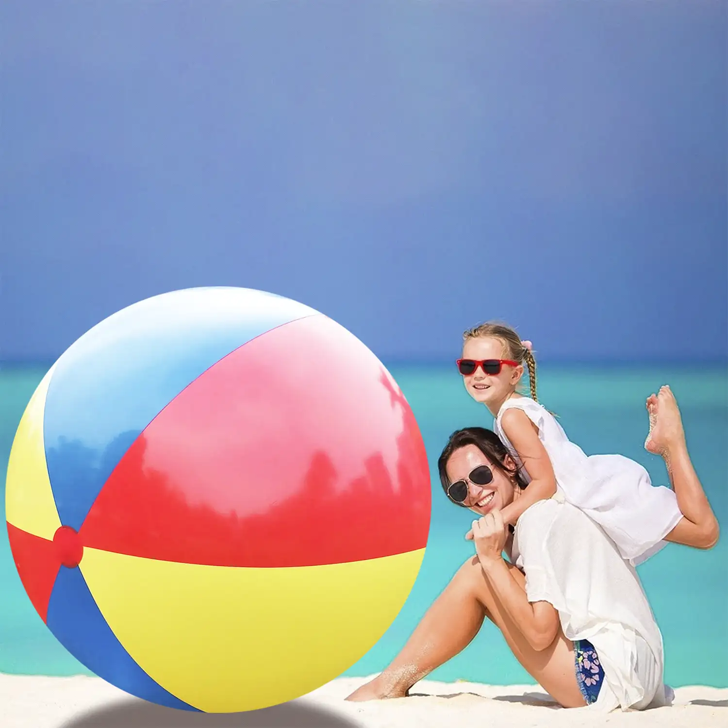 Pelota grande hinchable tricolor 80cm.