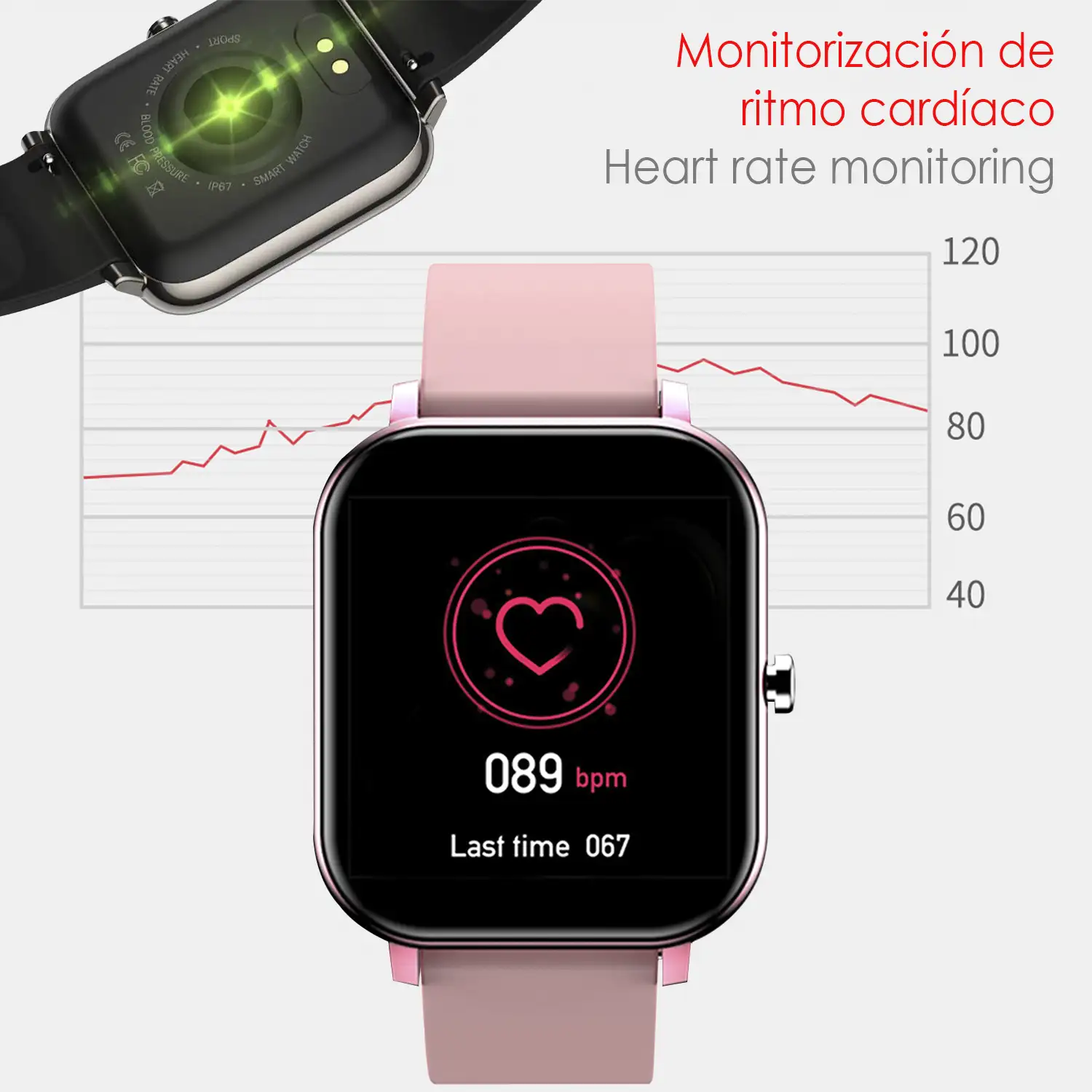 Smartwatch Y30 con monitor cardíaco, tensión y de O2 en sangre. 8 modos deportivos.