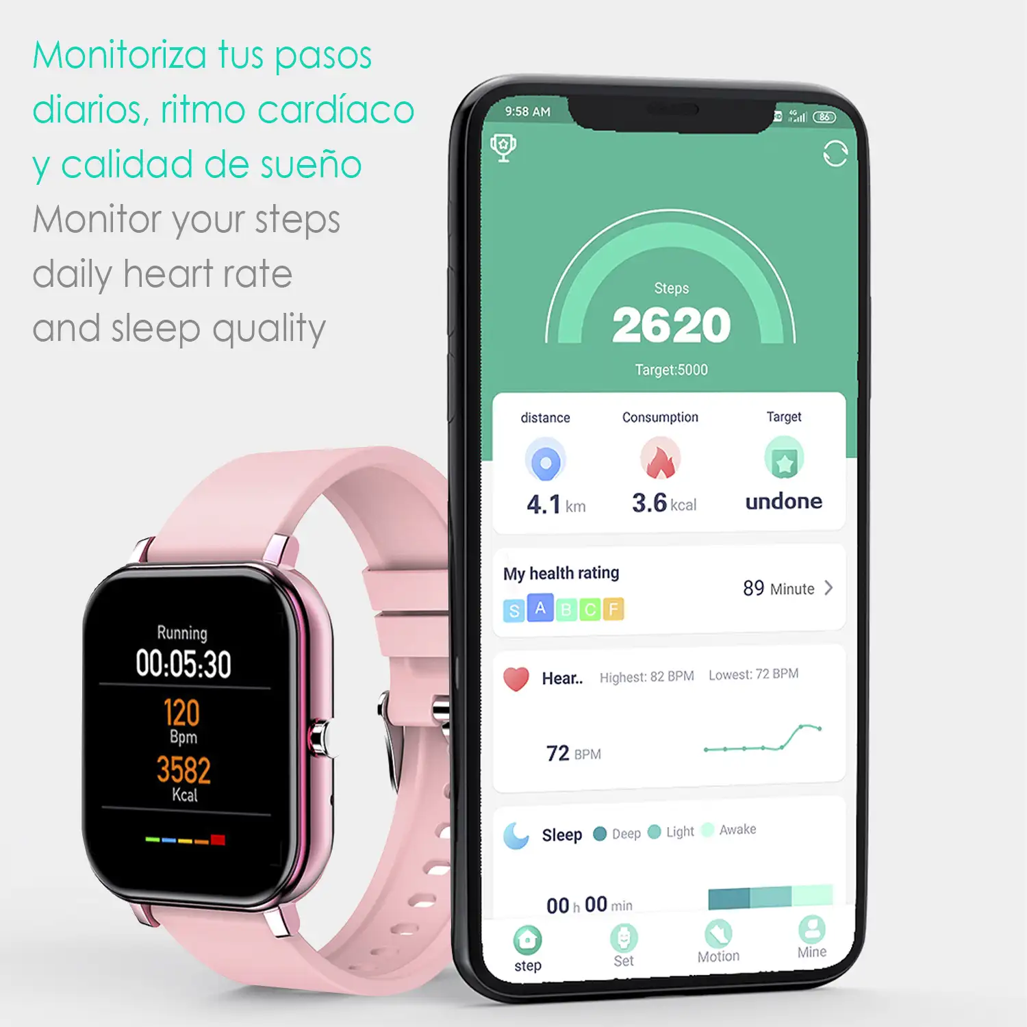 Smartwatch Y30 con monitor cardíaco, tensión y de O2 en sangre. 8 modos deportivos.