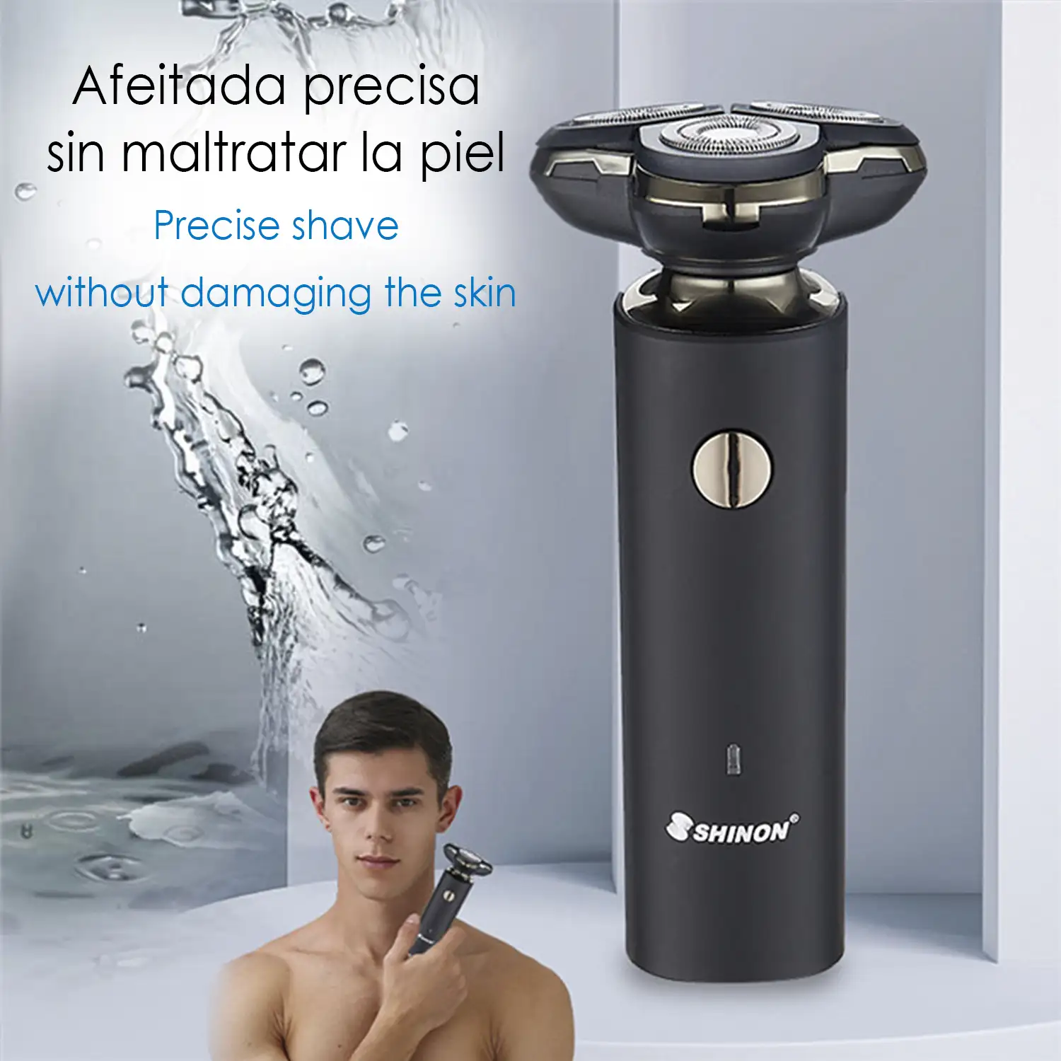 Maquina de afeitar 3D multifuncion 5 en 1. Incluye cabezal de recorte para nariz de masaje