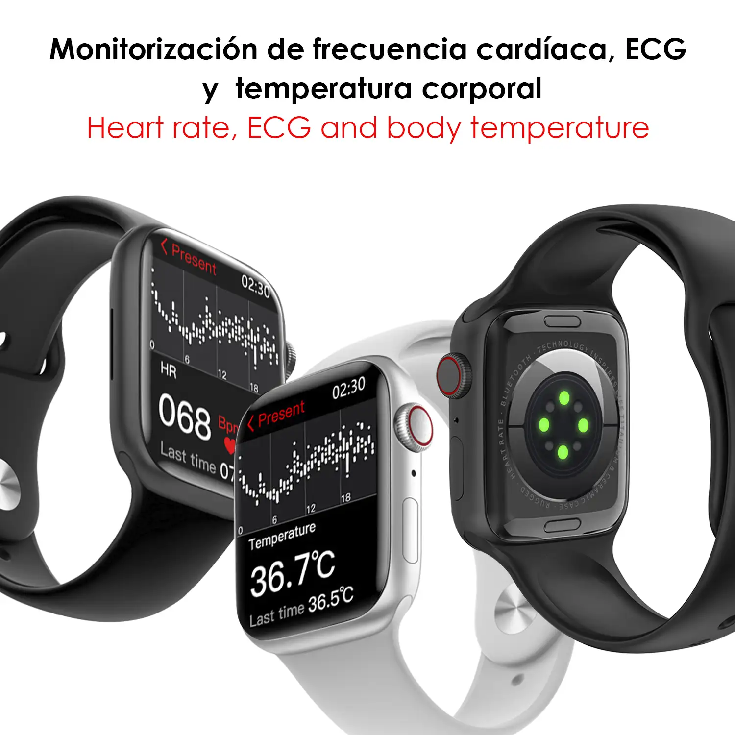 Smartwatch W29 Max con pantalla de 2.1 y modo always on. Monitor cardiaco 24h, O2 en sangre, Termómetro corporal,notificaciones de Apps.