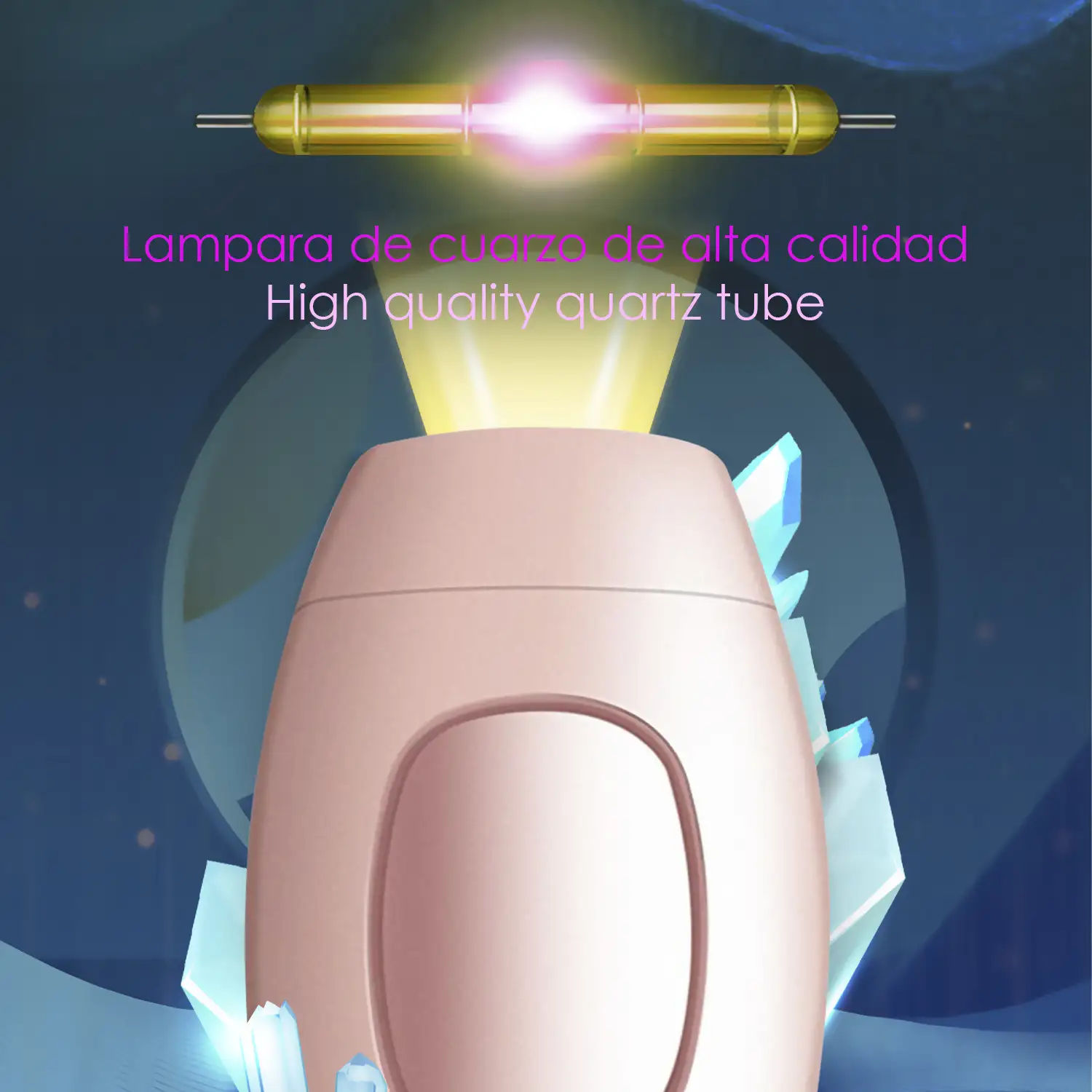 Depiladora IPL de luz pulsada. Lámpara de cuarzo, 600.000 pulsos, ajustable en 5 niveles. Full body.