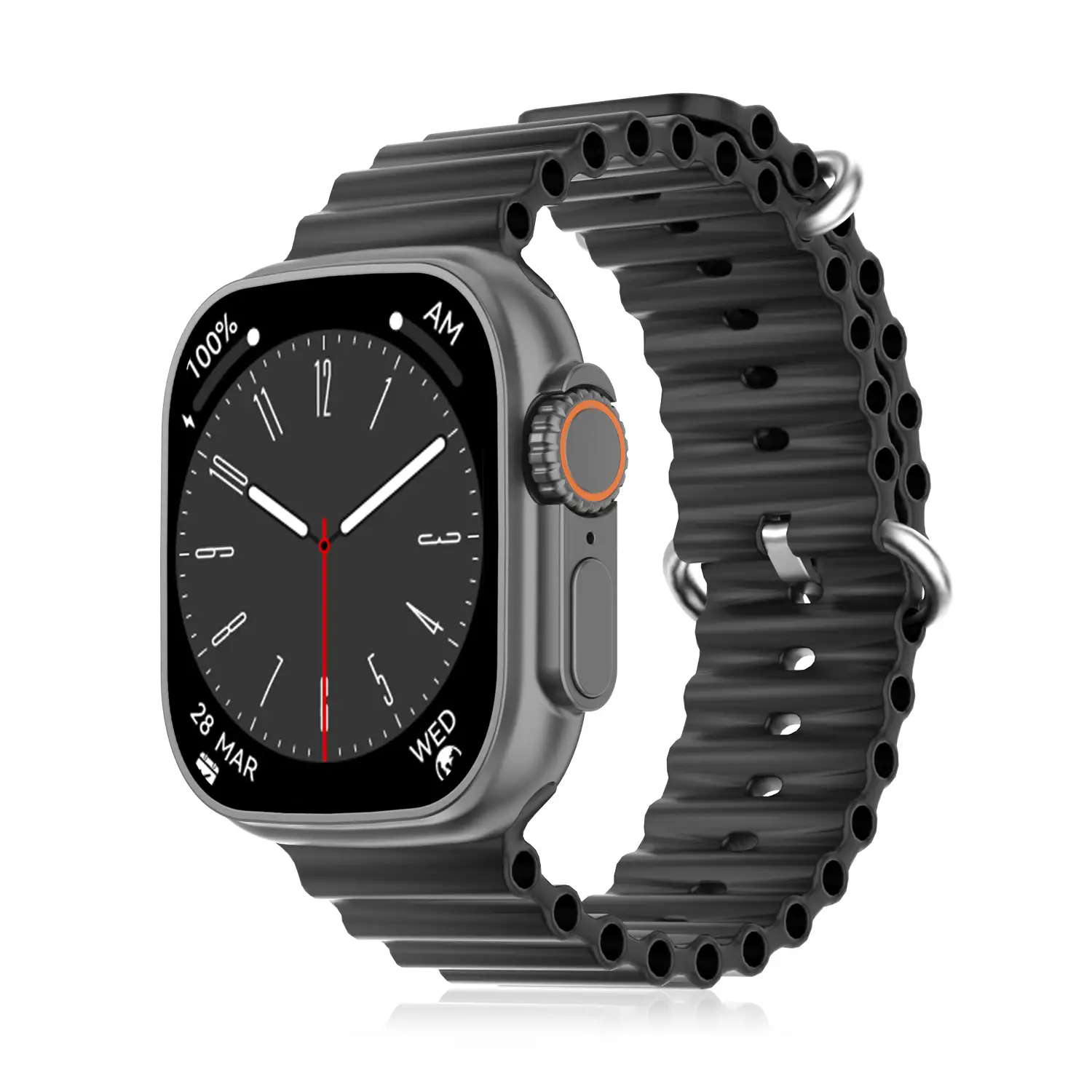 Smartwatch DT8 Ultra con pantalla de 2.0 pulgadas HR y función Always-On display. Widgets personalizables. Correa Sea band.