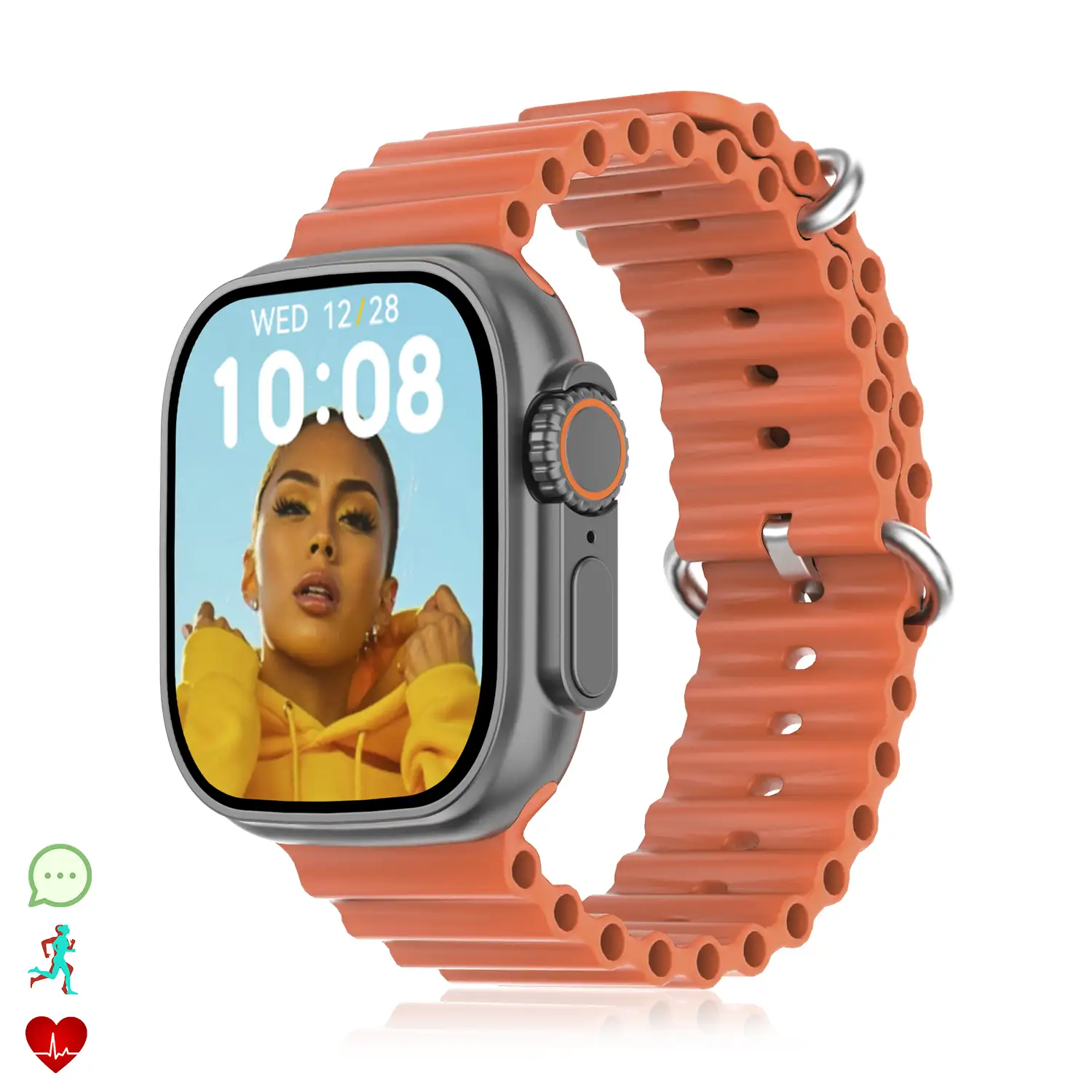 Smartwatch DT8 Ultra con pantalla de 2.0 pulgadas HR y funcion Always On display. Widgets personalizables