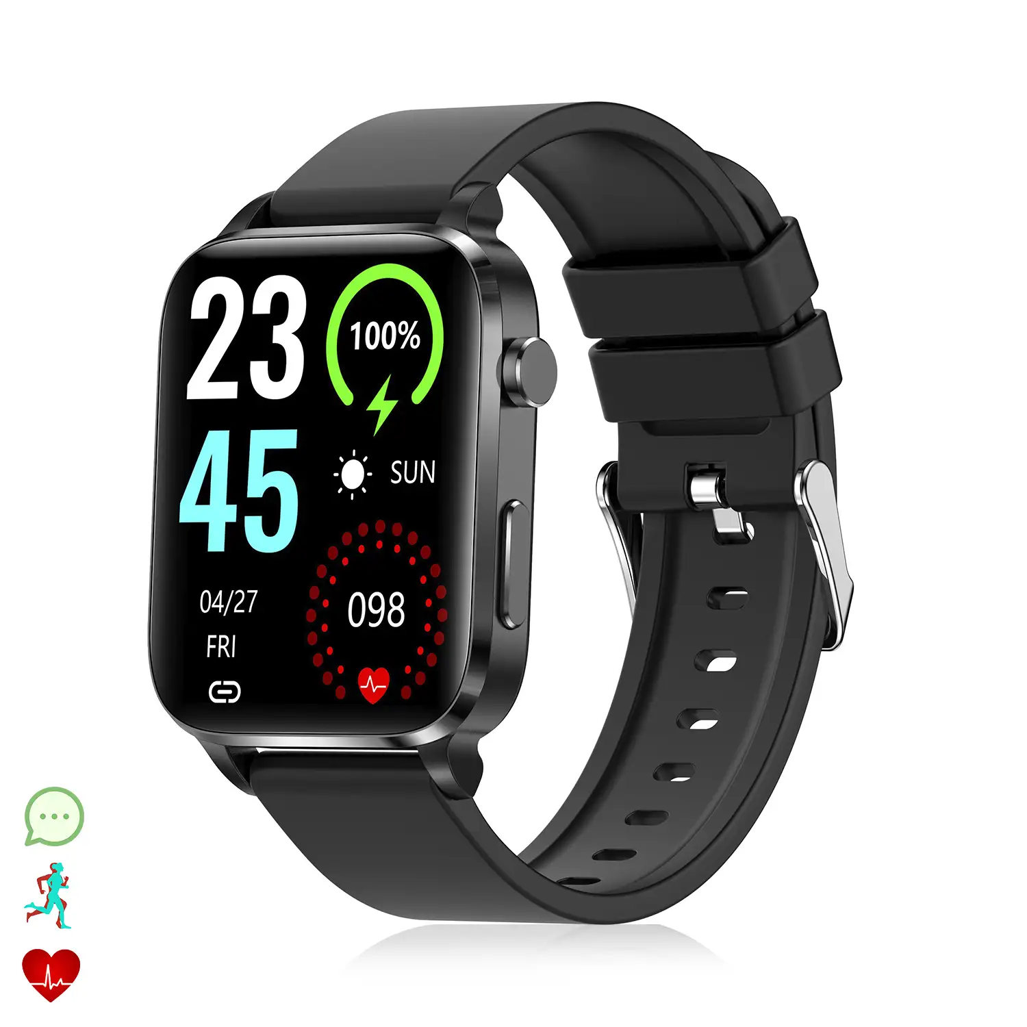 Smartwatch F100 con terapia de salud con láser de doble sonda. Monitor de O2, tensión y termómetro. Varios modos deportivos.