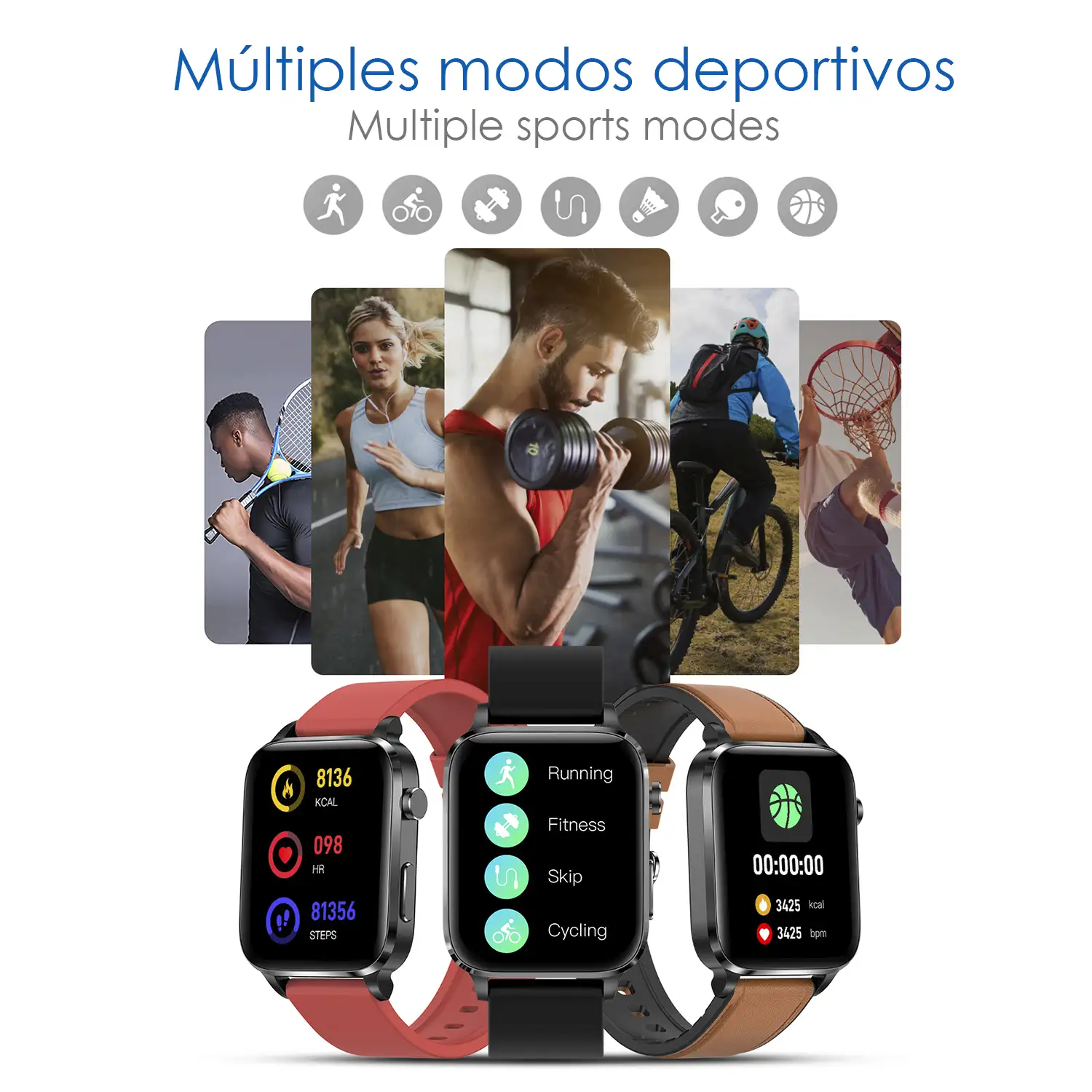 Smartwatch F100 con terapia de salud con láser de doble sonda. Monitor de O2, tensión y termómetro. Varios modos deportivos.