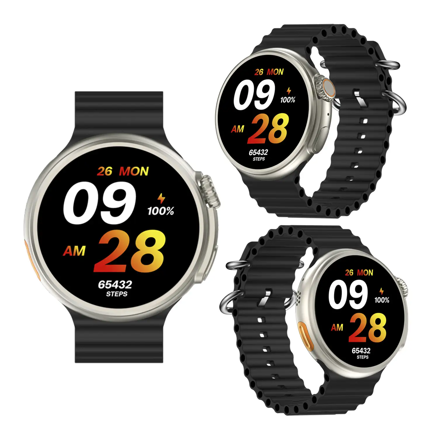 Smartwatch Z78 Ultra con corona multifunción inteligente, widgets personalizables, acceso directo a Siri. Termómetro, O2 y tensión.