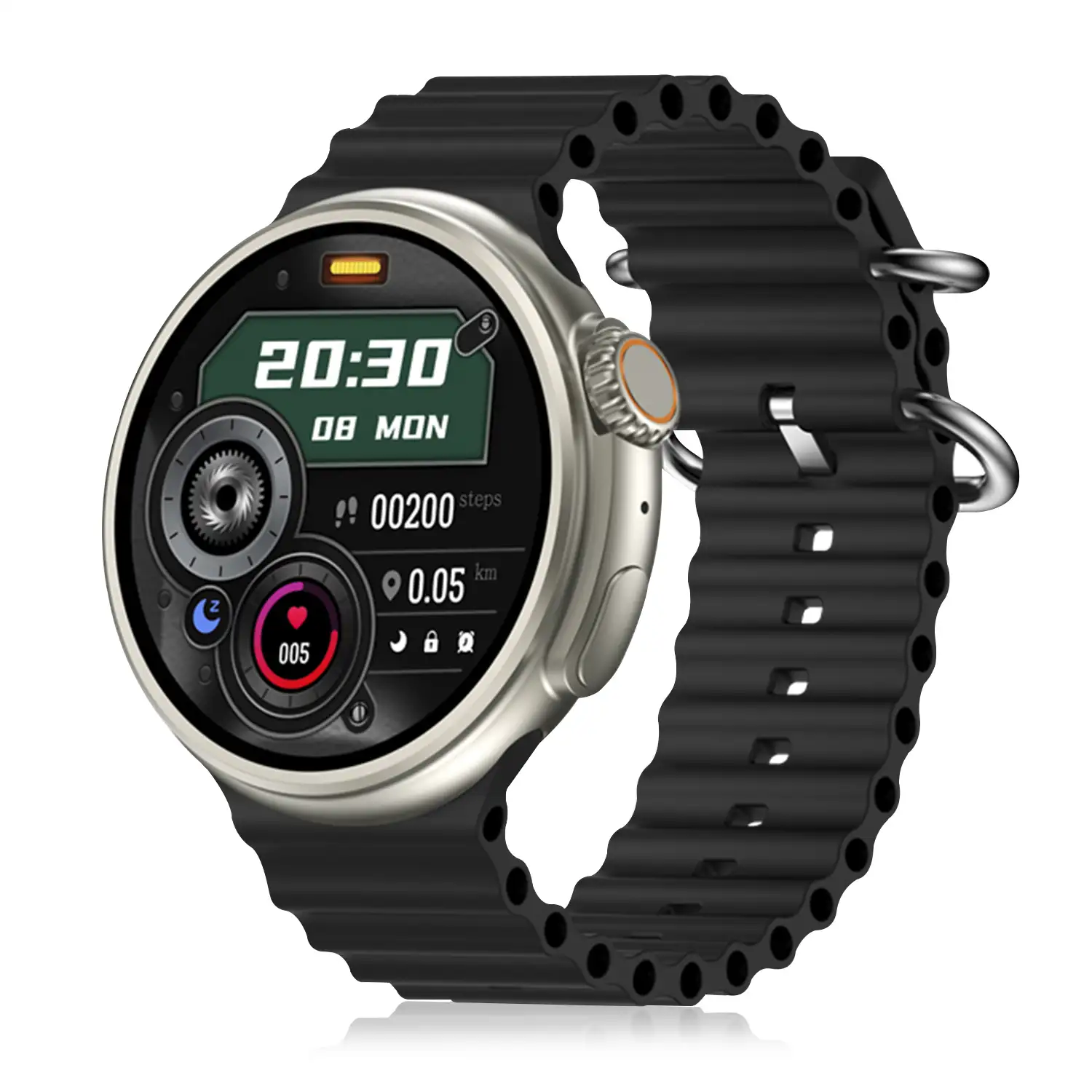 Smartwatch Z78 Ultra con corona multifunción inteligente, widgets personalizables, acceso directo a Siri. Termómetro, O2 y tensión.