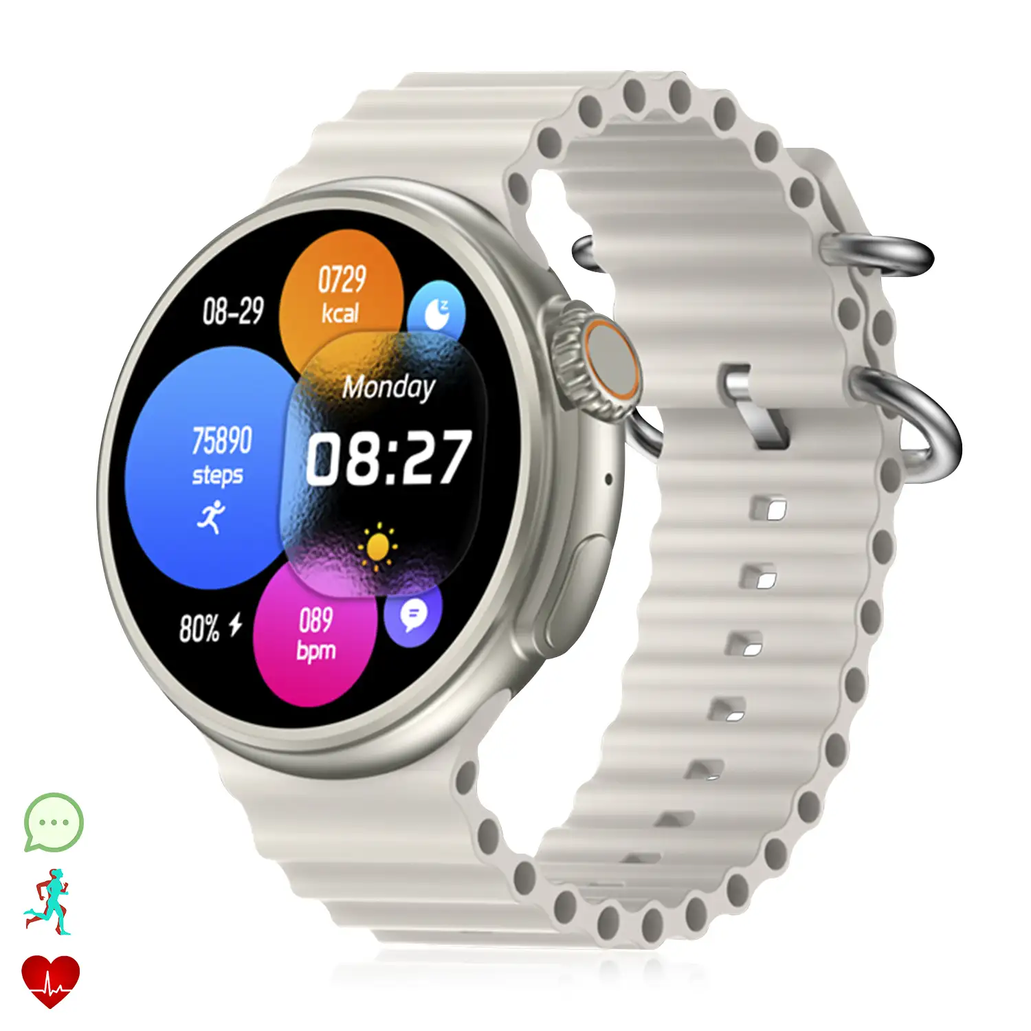 Smartwatch Z78 Ultra con corona multifuncion inteligente widgets personalizables acceso directo a Siri. Termometro O2 y