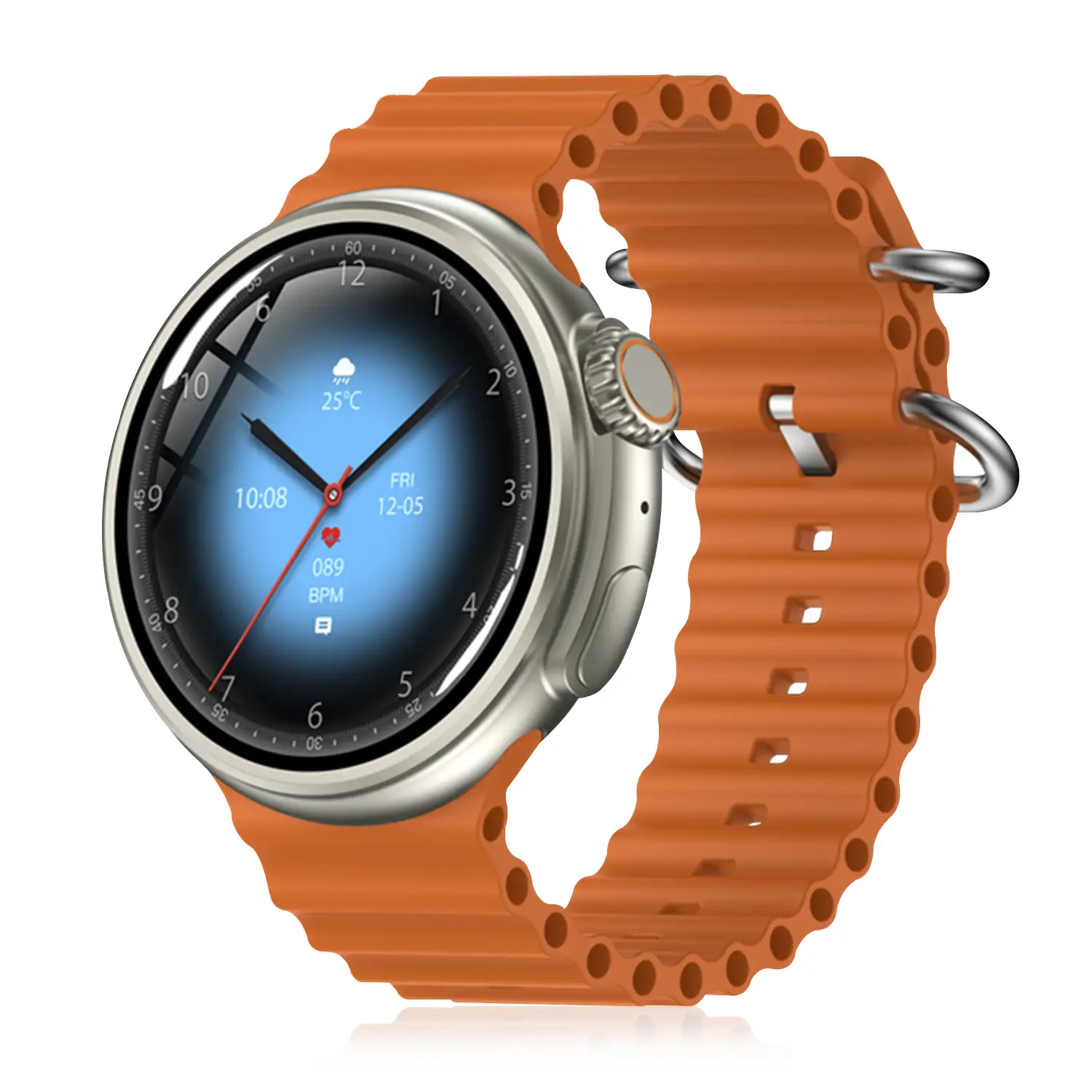 Smartwatch Z78 Ultra con corona multifunción inteligente, widgets personalizables, acceso directo a Siri. Termómetro, O2 y tensión.