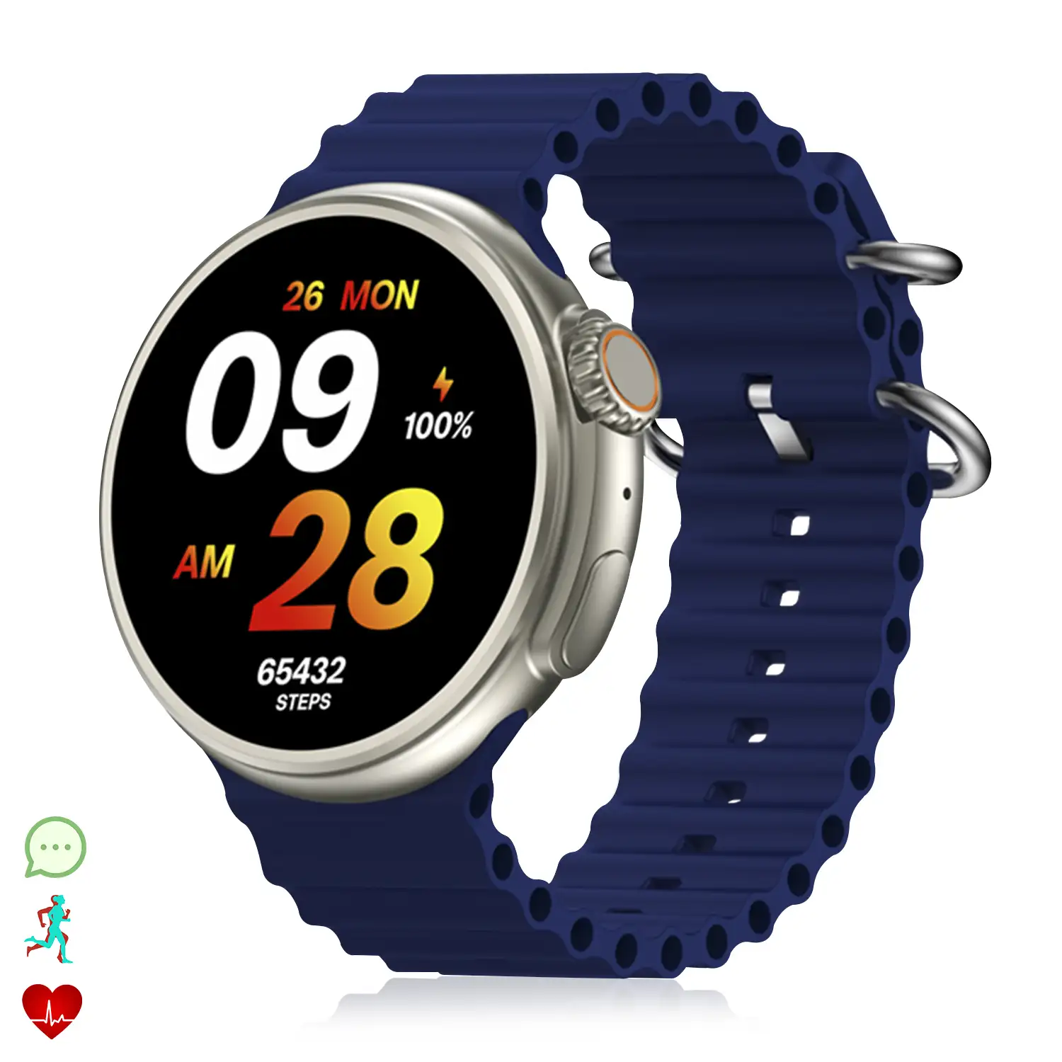 Smartwatch Z78 Ultra con corona multifunción inteligente, widgets personalizables, acceso directo a Siri. Termómetro, O2 y tensión.