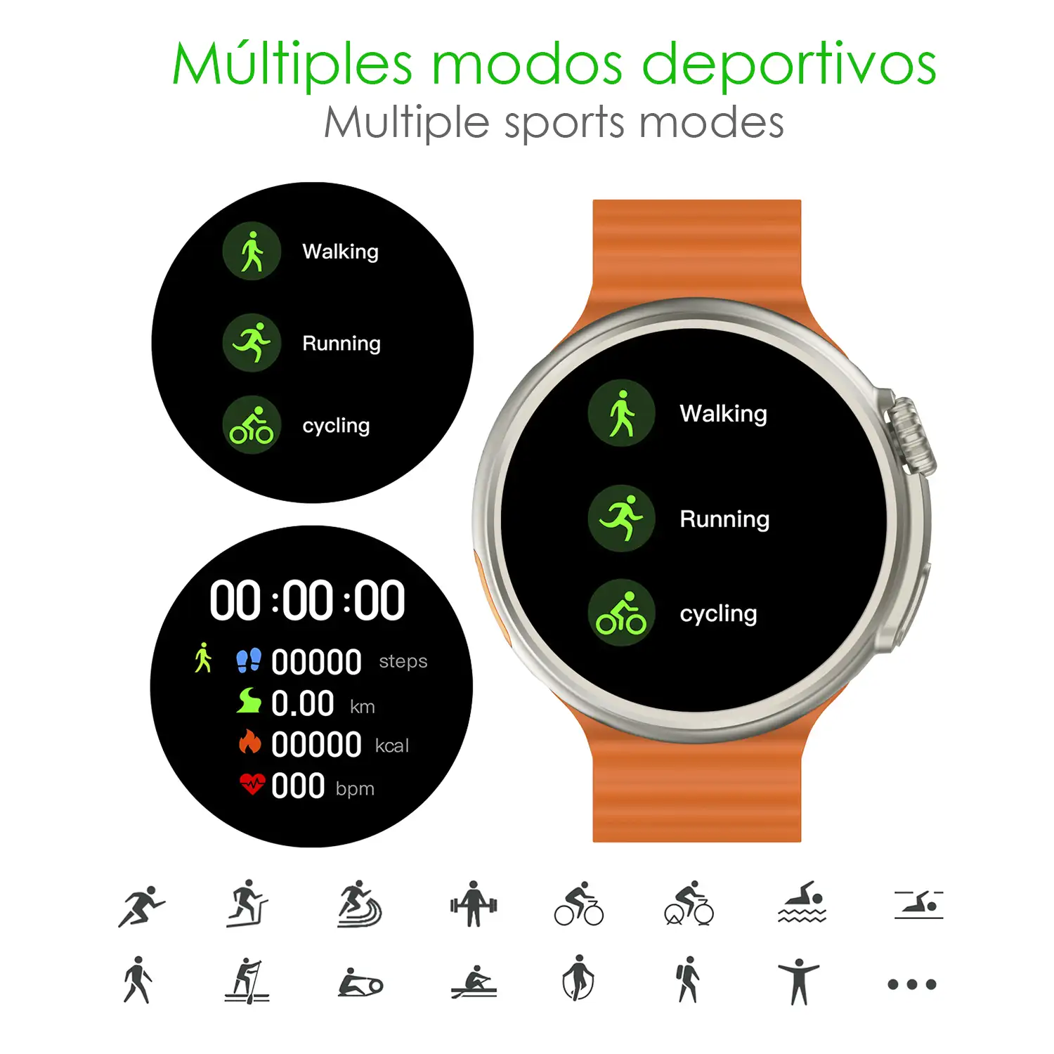 Smartwatch Z78 Ultra con corona multifunción inteligente, widgets personalizables, acceso directo a Siri. Termómetro, O2 y tensión.