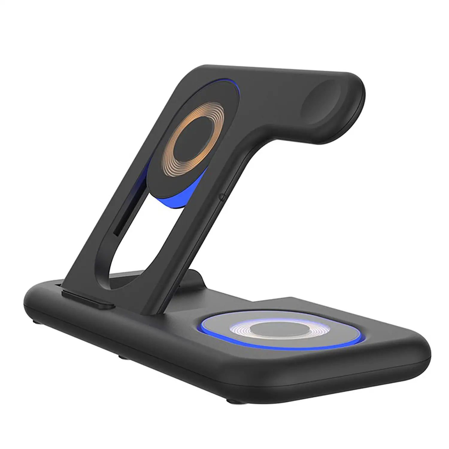 Base de carga plegable 5 en 1. Base Magsafe 15W ajustable, cargador de Apple Watch y base Qi. Con luz de noche táctil. Función stand.