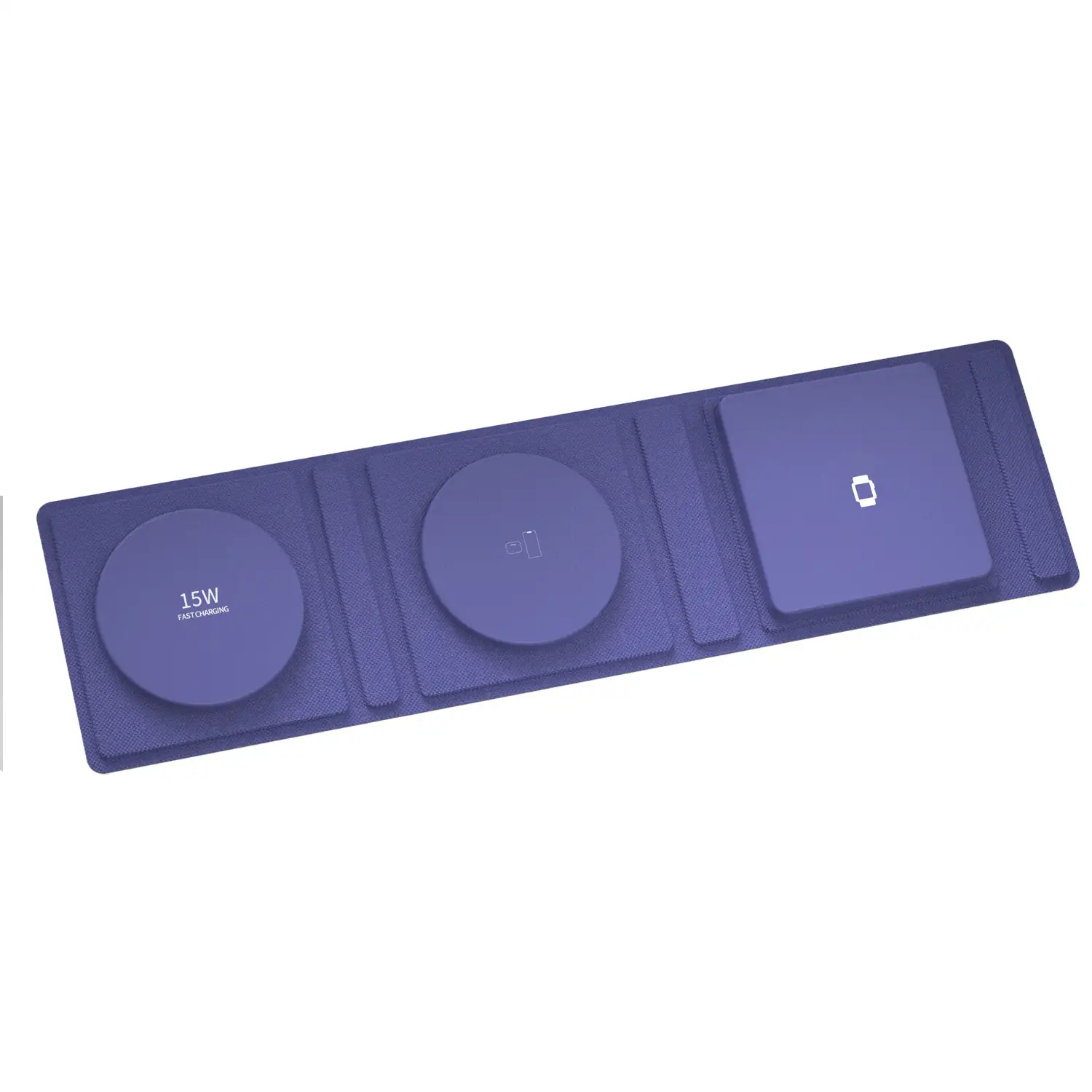Base de carga plegable portátil, de cuero. Magsafe 15W + Qi 5W + SmartWatch 3W.