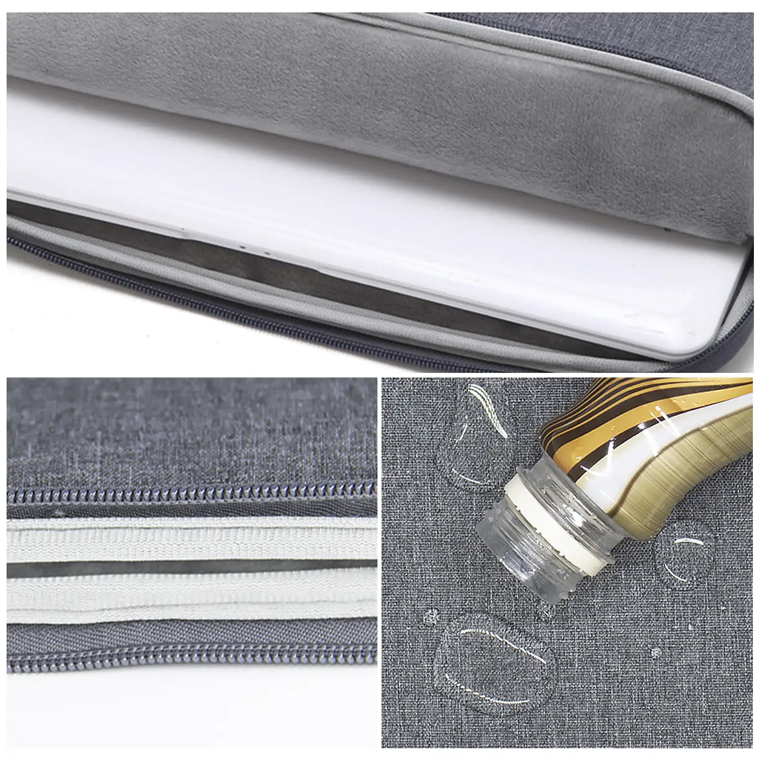 Funda de neopreno universal para tablet de 12 pulgadas. Acabado terciopelo con tratamiento deperlante hidrófugo. Cierre de cremallera.