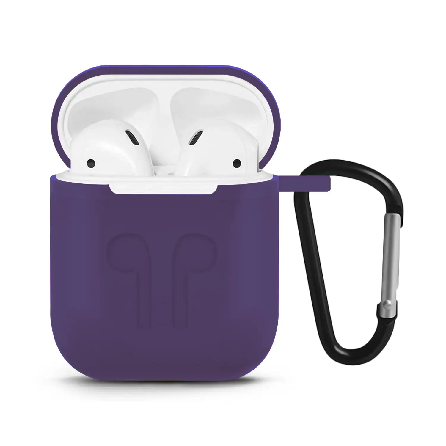 Pack de accesorios para Airpods, con funda semirrígida, carcasa para base de carga, mosquetón, almohadillas, correa y enganche para el reloj.