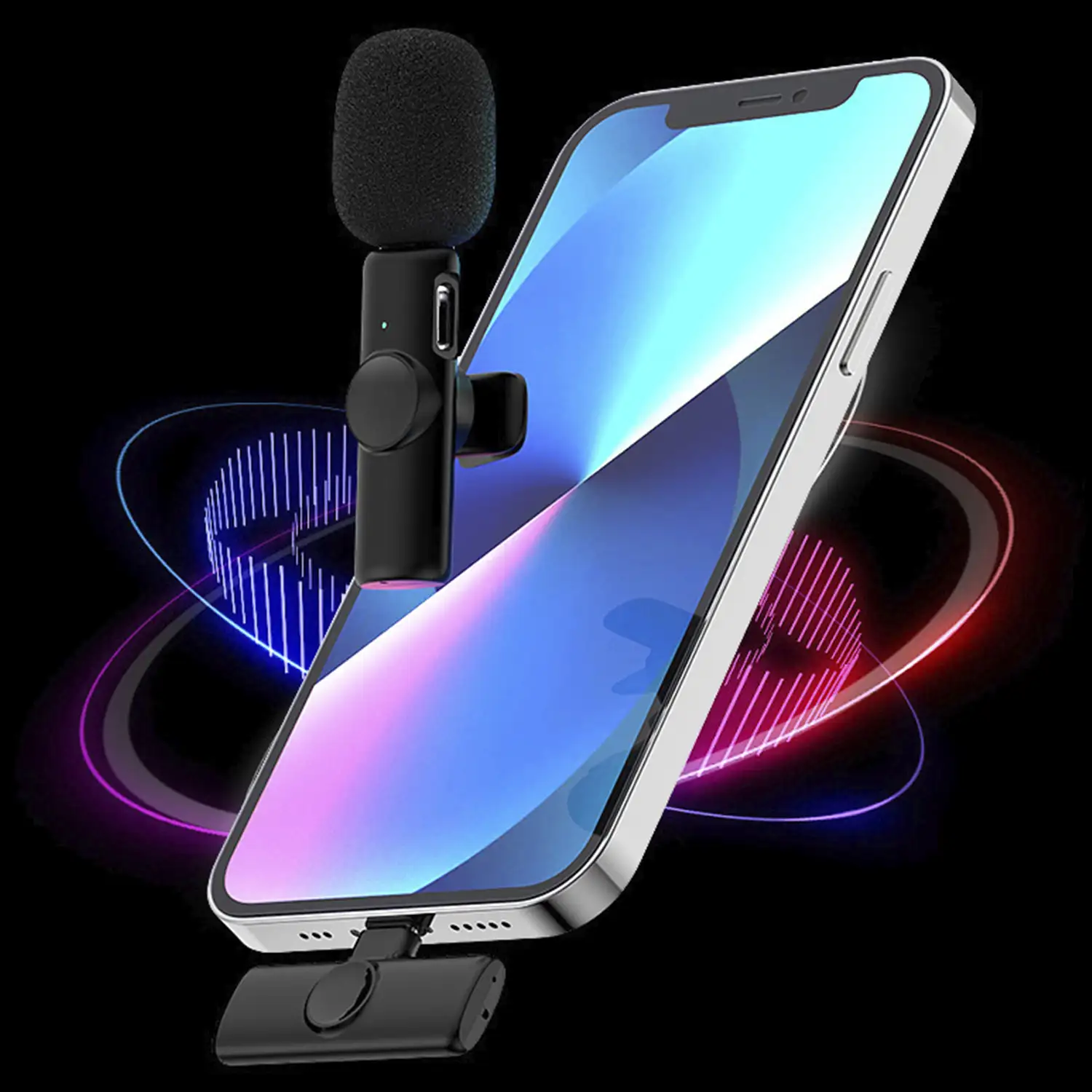 Micro de solapa K11, Plug & Play. Reducción de ruido, bajo retardo, inalámbrico, 2.4GHz. Para iOS y Android.