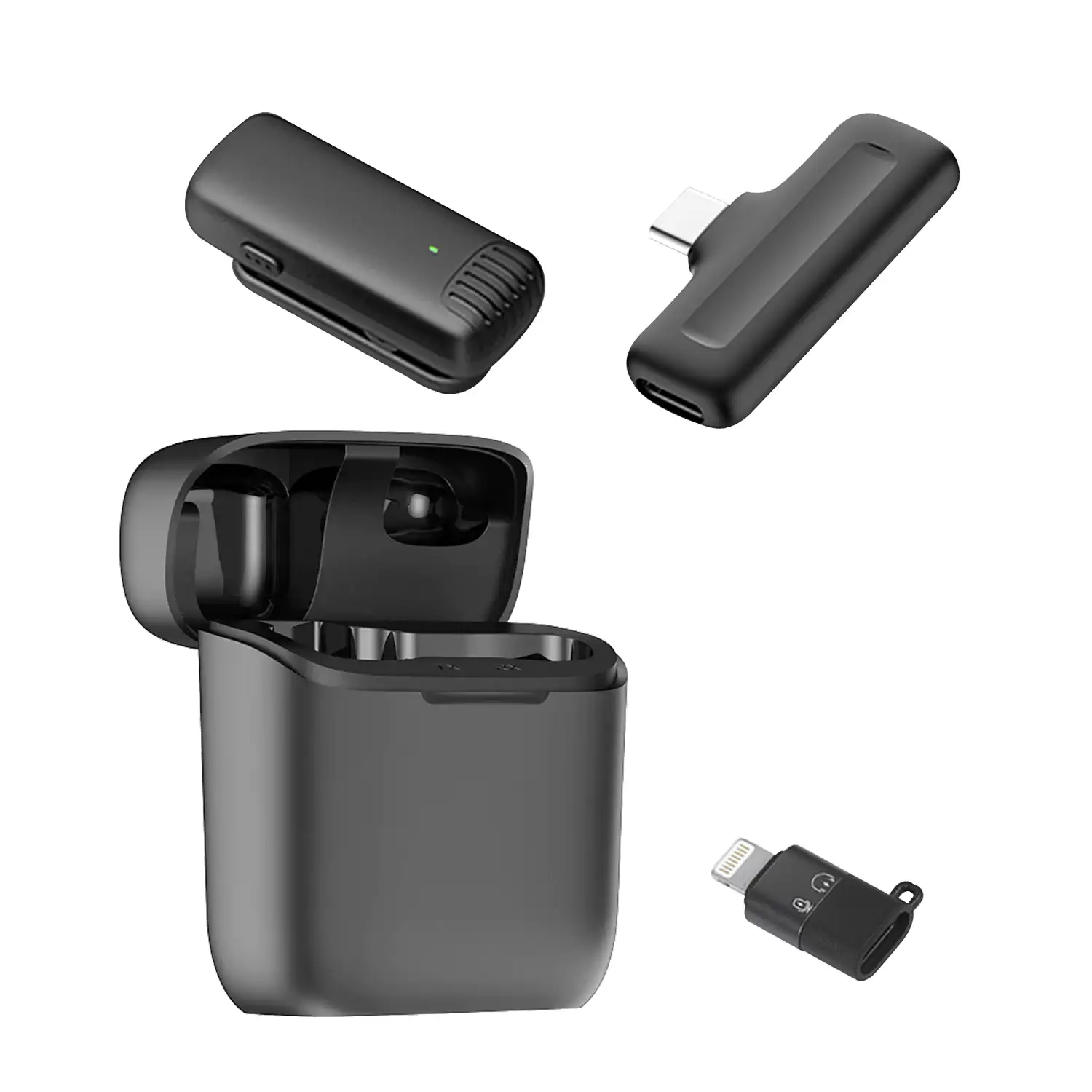 Micrófono inalámbrico portátil J11 Clip. Incluye micro y receptor. Para smartphone, cámaras y portátiles. Conexión USB-C + Lightning.