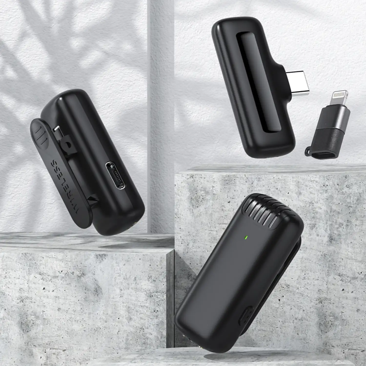 Micrófono inalámbrico portátil J11 Clip. Incluye micro y receptor. Para smartphone, cámaras y portátiles. Conexión USB-C + Lightning.