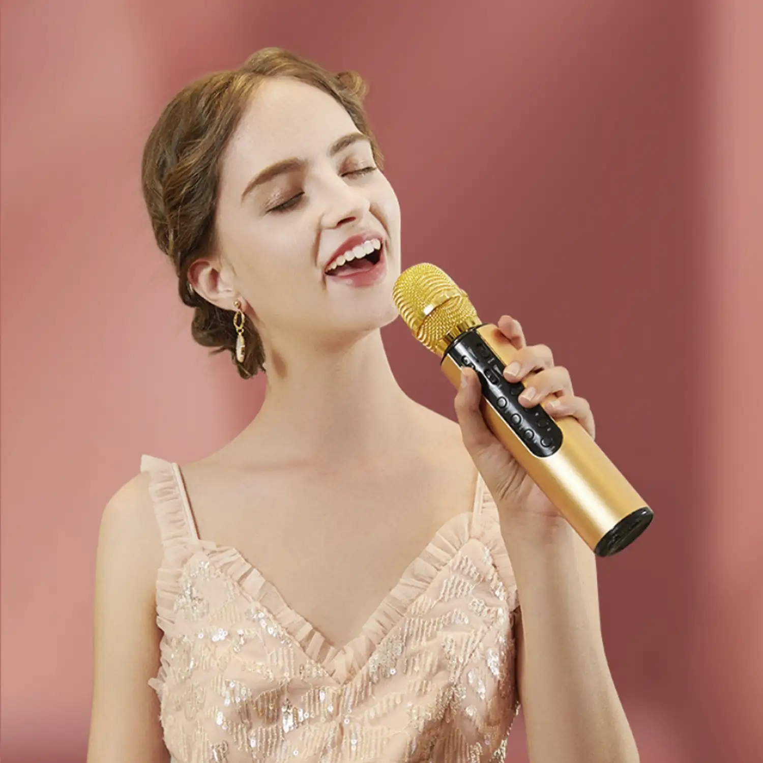 Micrófono Karaoke con altavoz incorporado, Bluetooth 5.0. Batería de 2000mAh. Tipo condensador.