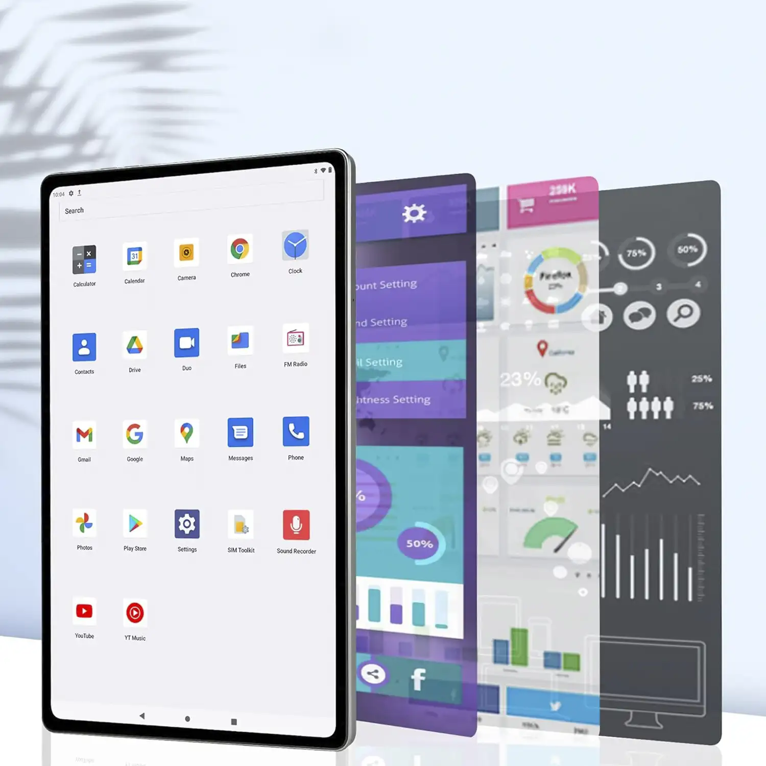Tablet 4G WiFi. SO Android 13. Pantalla 10,3'' resolución 2K. UNISOC T616, Octa-core ARM-Cortex 6GB RAM + 128GB. Doble cámara 5 + 13mpx.