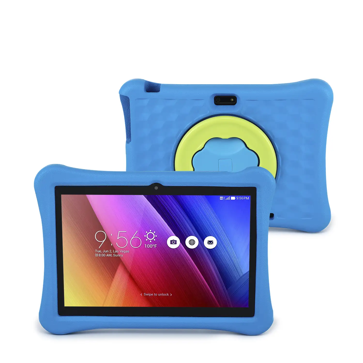 Tablet Infantil WiFi. SO Android 12 con IWAWA. Pantalla 10'' 1280x800px. Allwinner A133,ARM Cortex™-A53 Quad-Core,1.6Ghz 4GB RAM + 64GB. Doble cámara, carcasa de silicona.