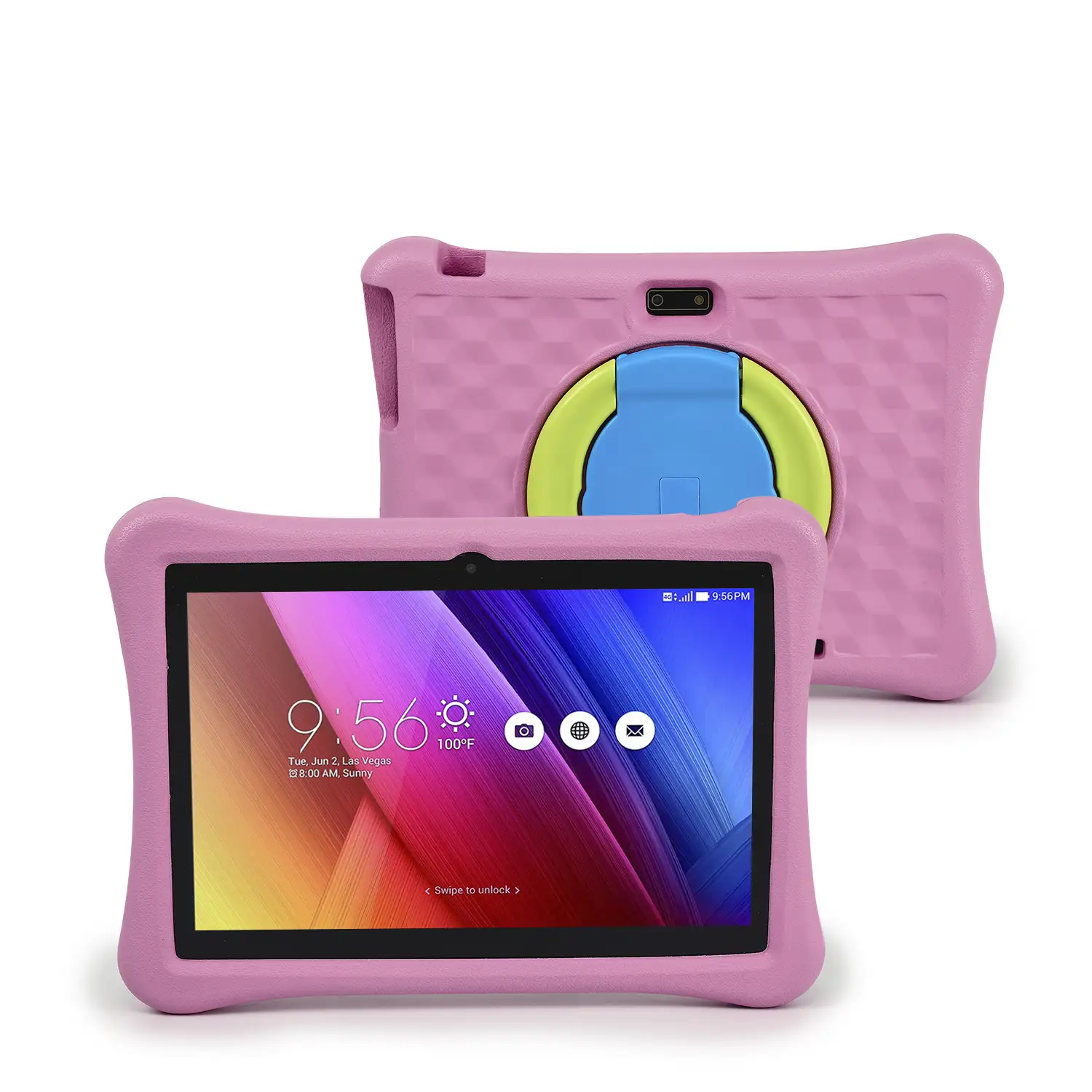 Tablet Infantil WiFi. SO Android 12 con IWAWA. Pantalla 10'' 1280x800px. Allwinner A133,ARM Cortex™-A53 Quad-Core,1.6Ghz 4GB RAM + 64GB. Doble cámara, carcasa de silicona.