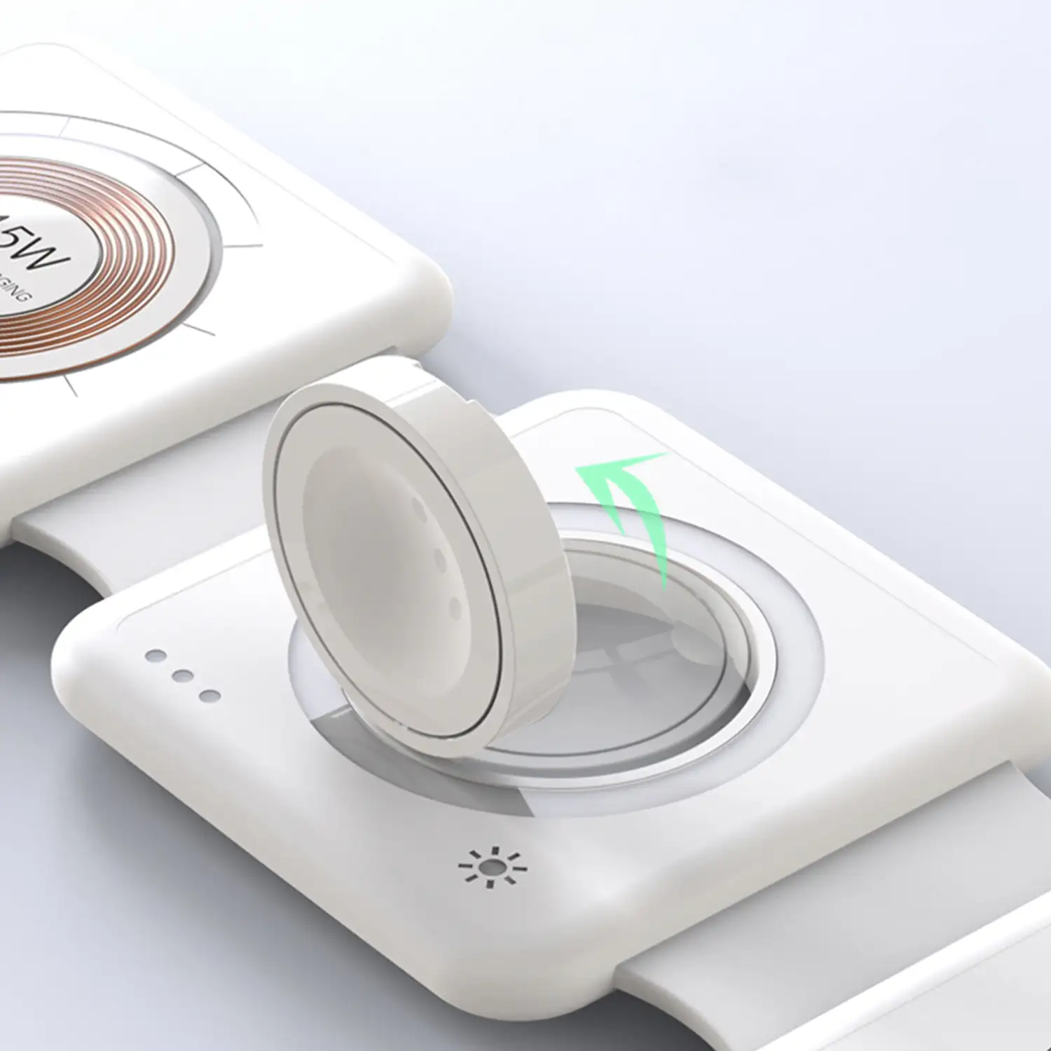 Base de carga plegable portátil Magsafe 15W + Qi 15W + Apple Watch.