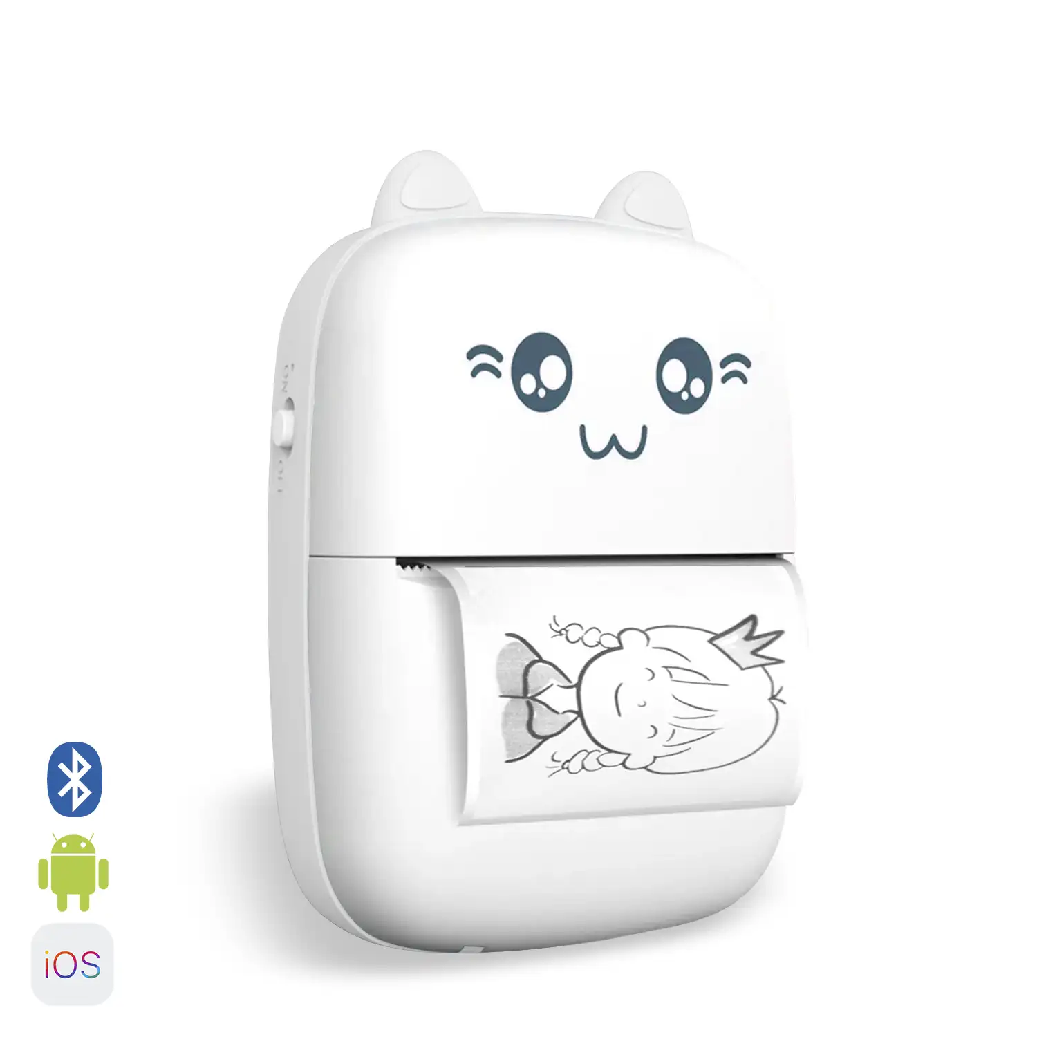 Mini impresora térmica Bluetooth portátil, forma de gatito, compatible con Android e iOS. 203dpi.