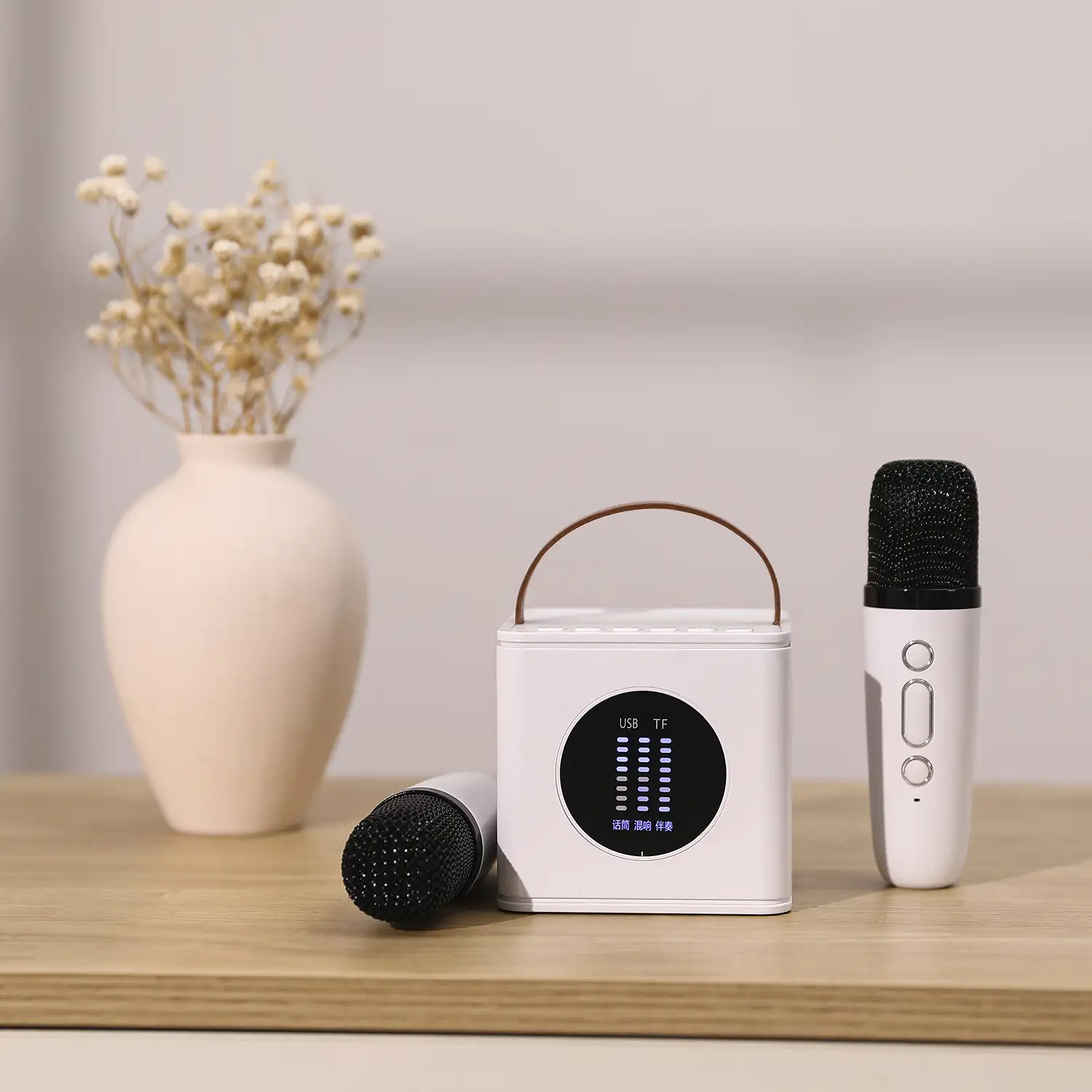 Kit de Karaoke Bluetooth con altavoz y 2 micrófonos. 10W, batería incorporada.