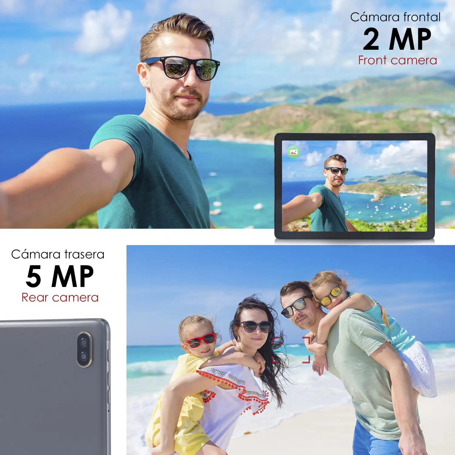 Tablet G15 4G WiFi. SO Android 11. Pantalla 10,1'' 1280x800px. SC9863A, ARM Cortex™-A55 Octa-Core,1.6Ghz 2GB RAM + 32GB. Doble cámara.